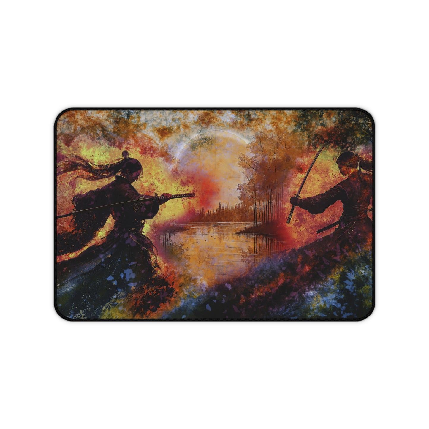 Desk Mat - Two Warriors Facing off Design, Desk Protector, Mouse Pad, Table Protector for Home Office, Gaming Mouse Pad.