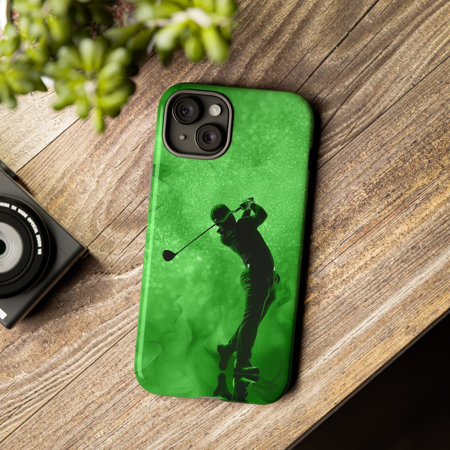 Golfer Phone Case, Tough iPhone, Google, Samsung Phone Cover with Green Golfer Design, Golf Lover Gift, Sports Phone Case.