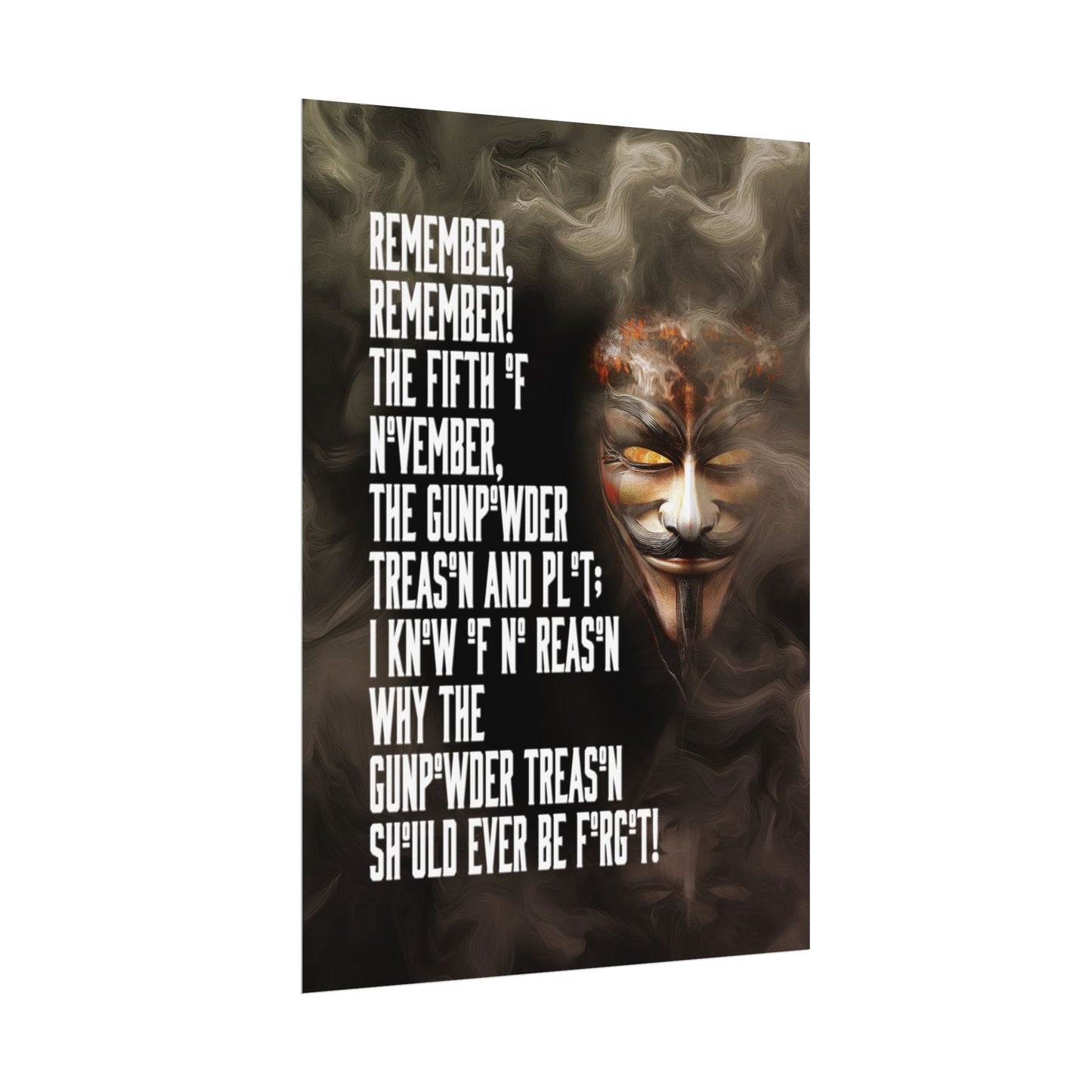 A Vertical Poster Print of - A Guy Fawkes Rolled Posters, November 5th Celebration Wall Art, Historical Event Decor, Bonfire Night Gift.