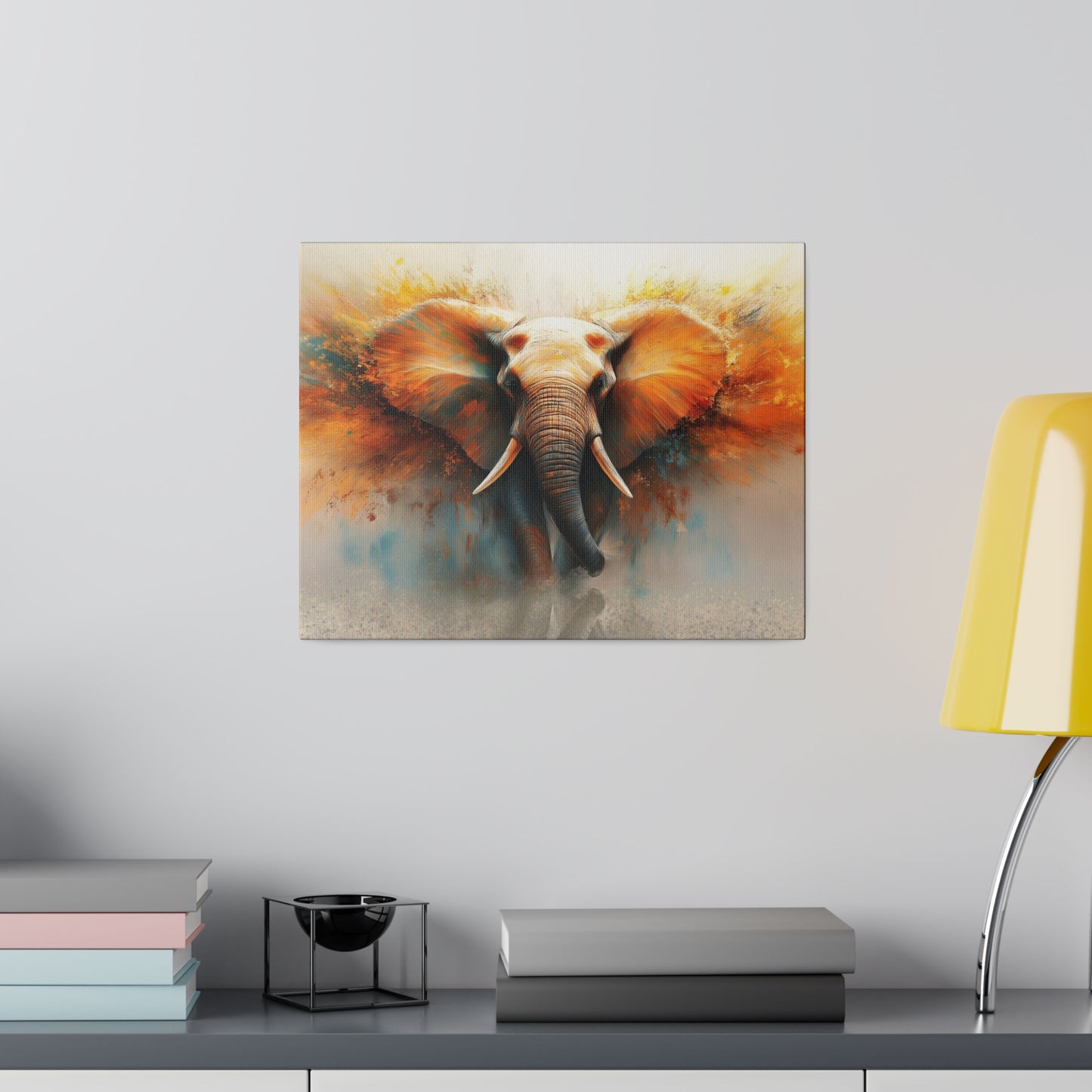 A Horizontal Canvas Print of - An Abstract Elephant Running.