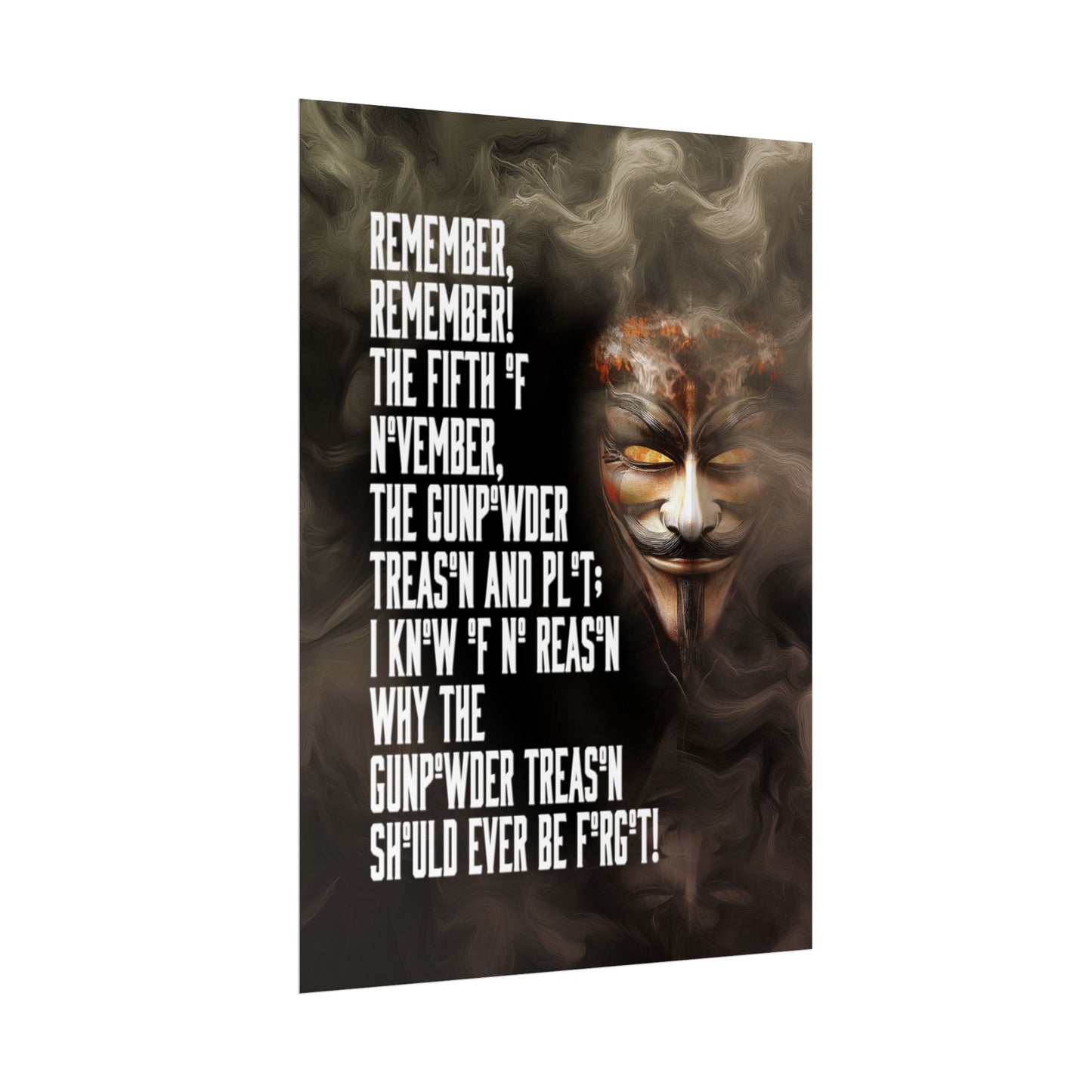 A Vertical Poster Print of - A Guy Fawkes Rolled Posters, November 5th Celebration Wall Art, Historical Event Decor, Bonfire Night Gift.