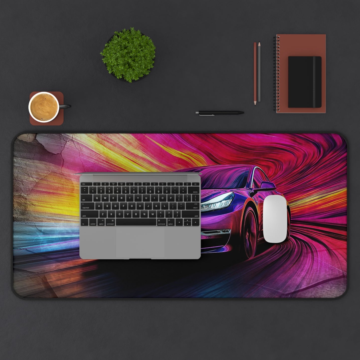 Speeding Car Desk Mat, Office Desk Decor, Mouse Pad Table Protector, Desk Pad for Home Office, Gift for Car Enthusiasts.