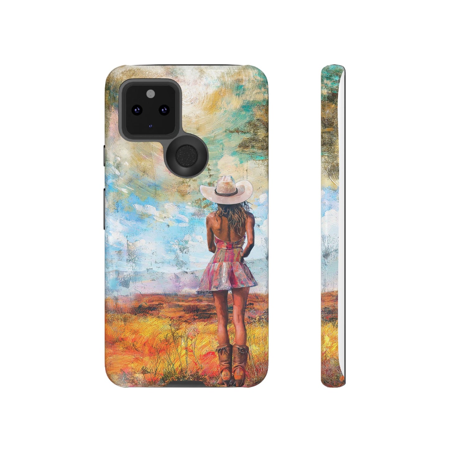 iPhone, Google, Samsung Tough Phone Case - Country Girl in Nature, Protective Strong Phone Cover.