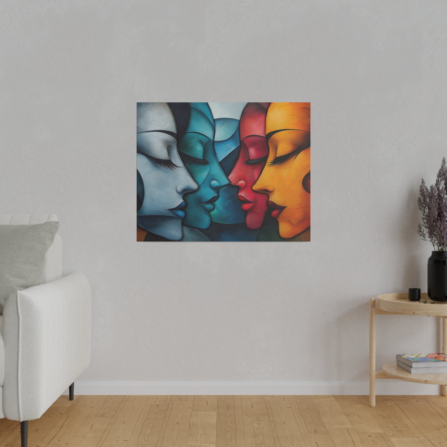 A Horizontal Canvas Print of - Cubistic Faces.