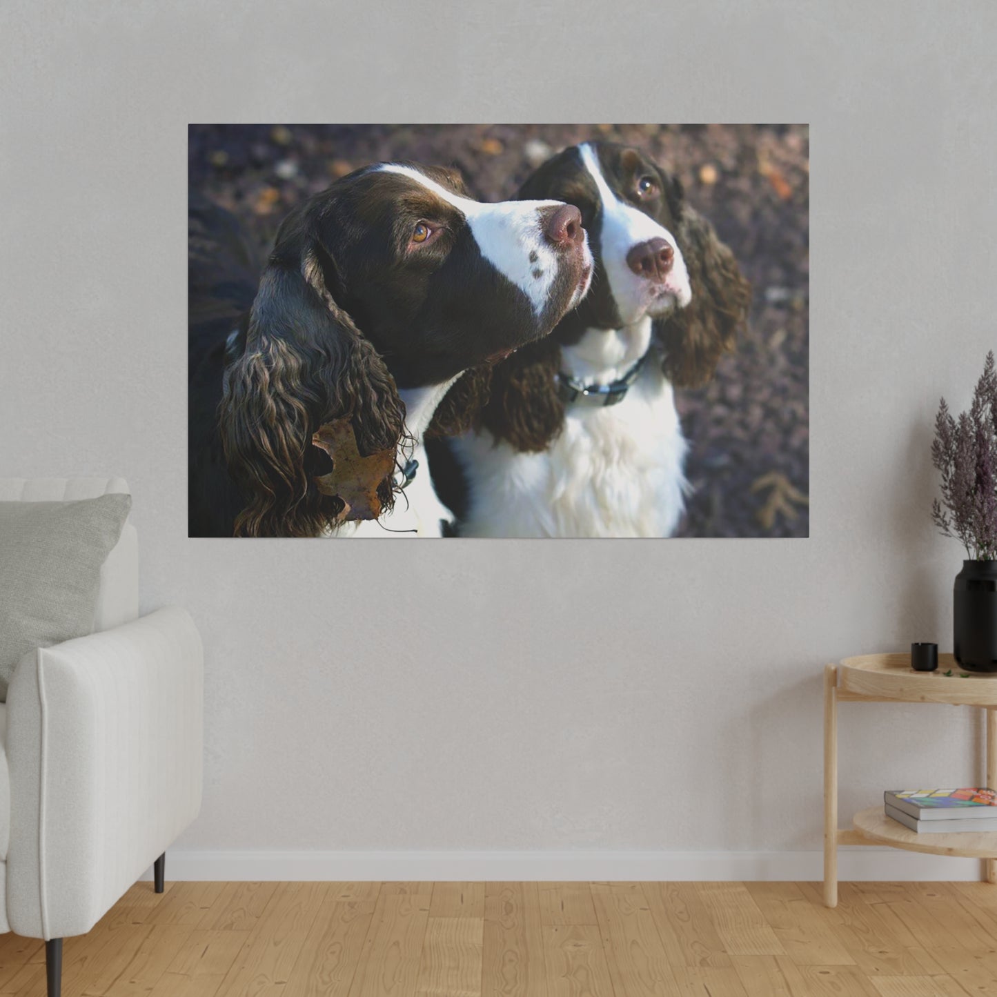 A Horizontal Canvas Photo Print of - George and Gracie, English Springer Spaniels.