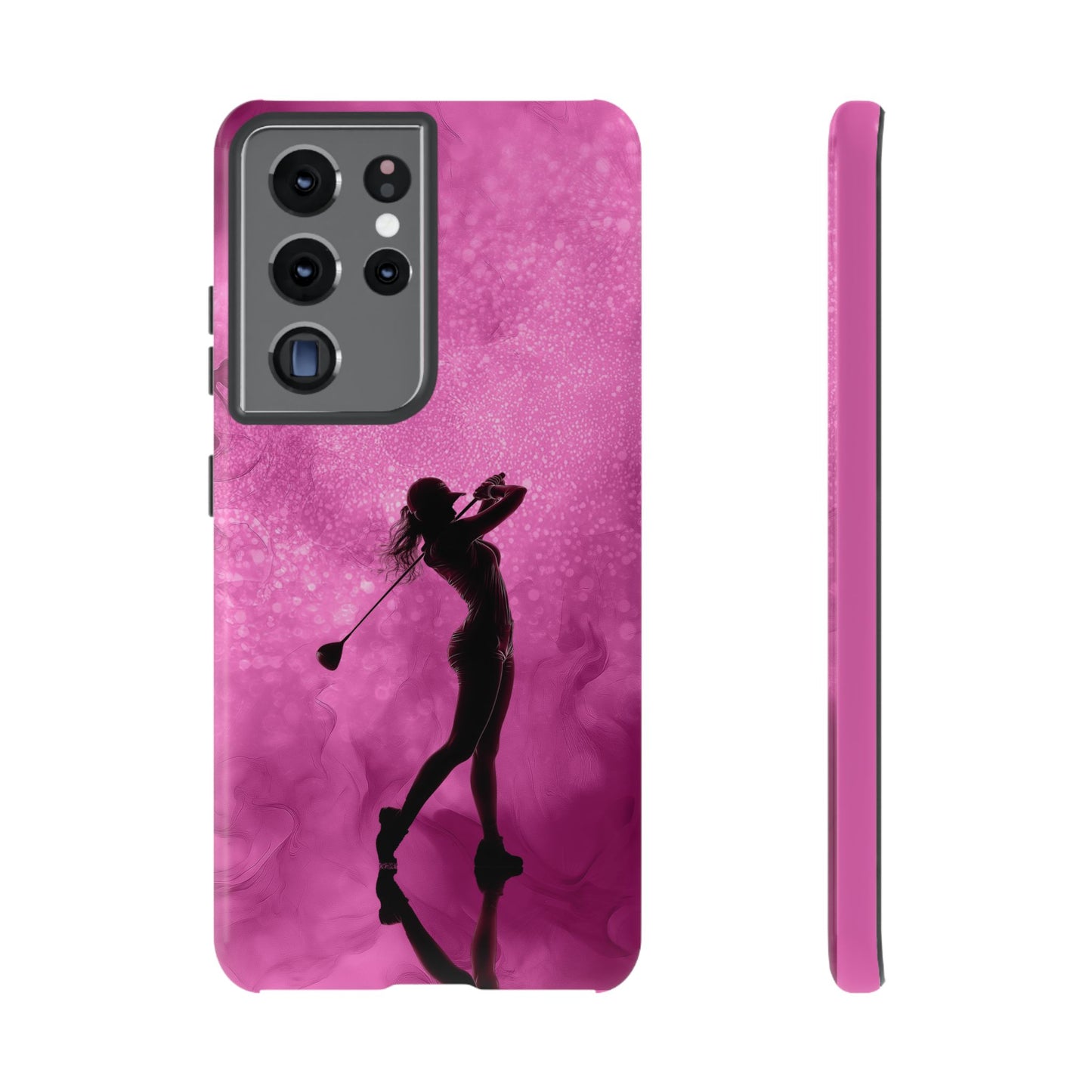 Golfer Phone Case, Tough iPhone, Google, Samsung Phone Cover with Pink Golfer Design, Golf Lover Gift, Sports Phone Case.