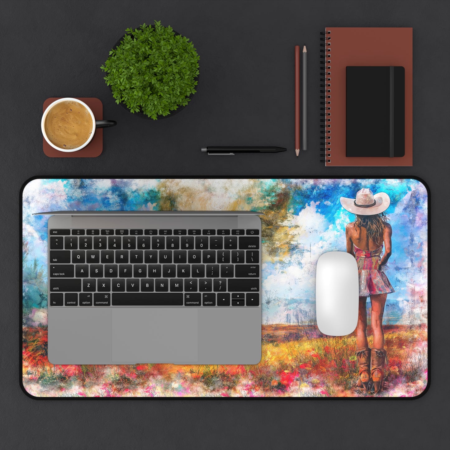 Desk Mat - Country Girl Nature Design - Gaming / Mouse Pad - Desk Decor