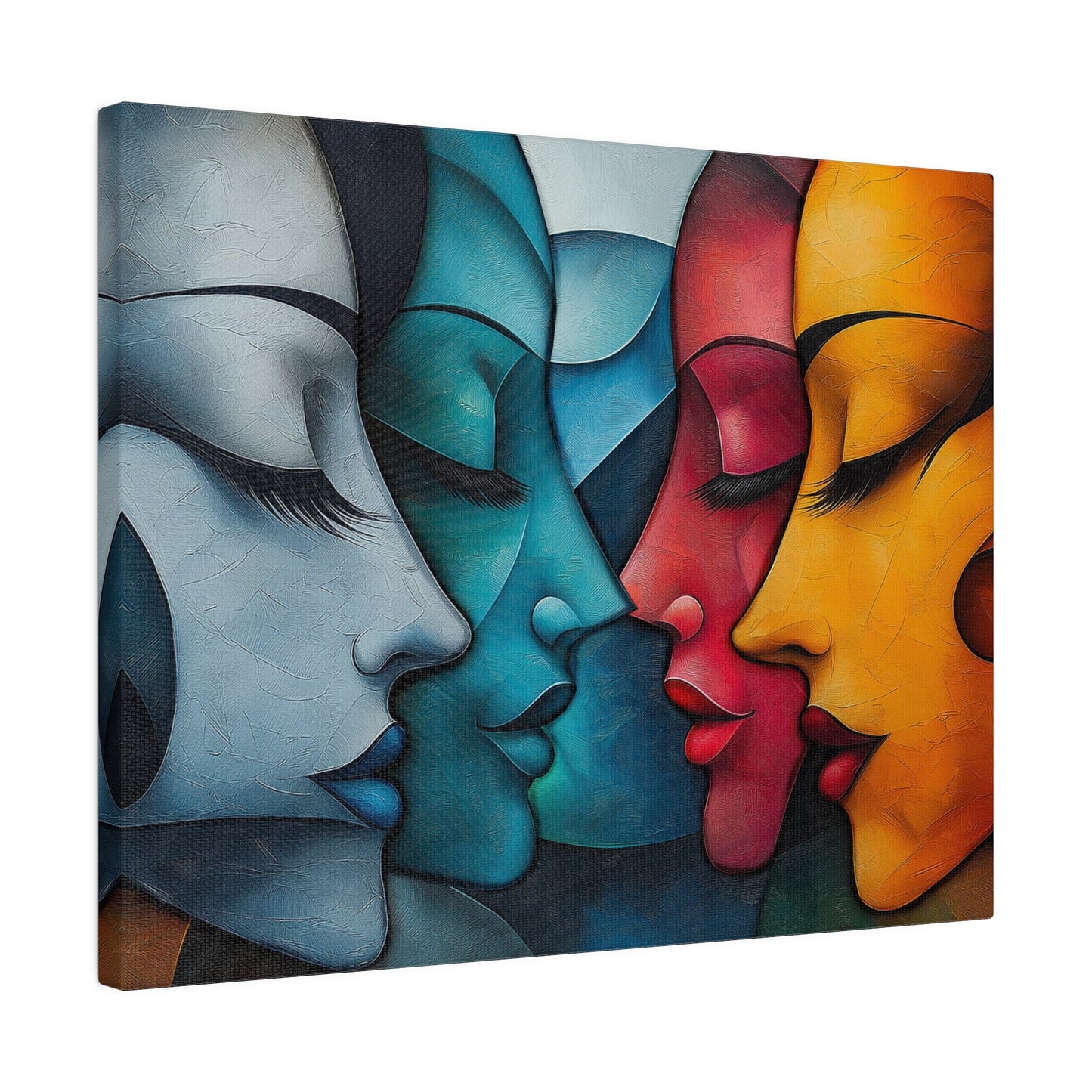 A Horizontal Canvas Print of - Cubistic Faces.