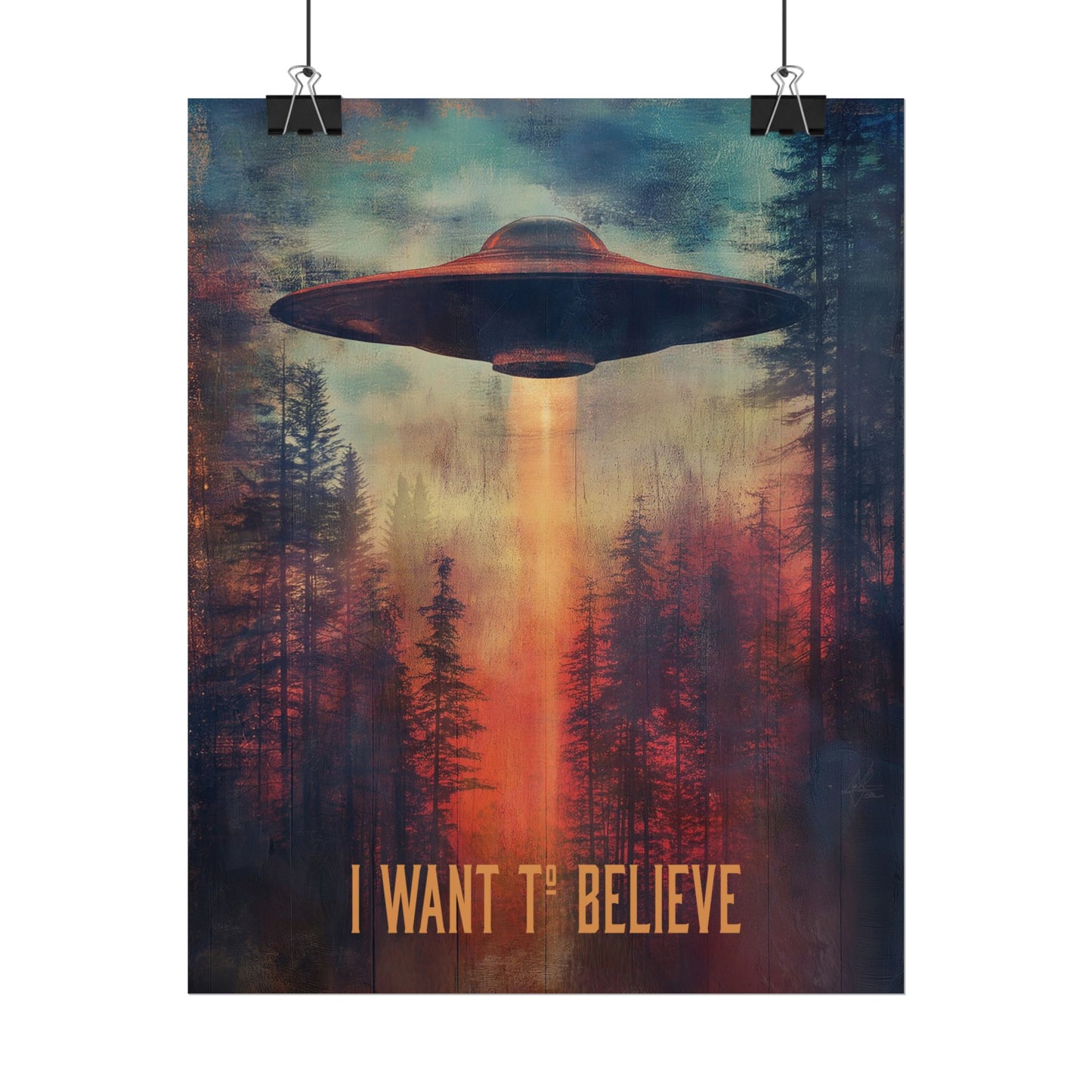 A Vertical Poster Print of - I Want to Believe Rolled Poster Art Print, UFO Wall Decor, X-Files Fan Gift.