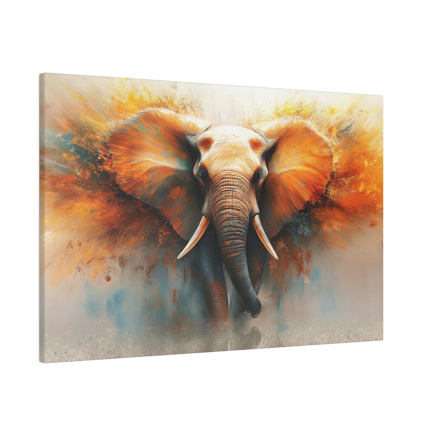 A Horizontal Canvas Print of - An Abstract Elephant Running.