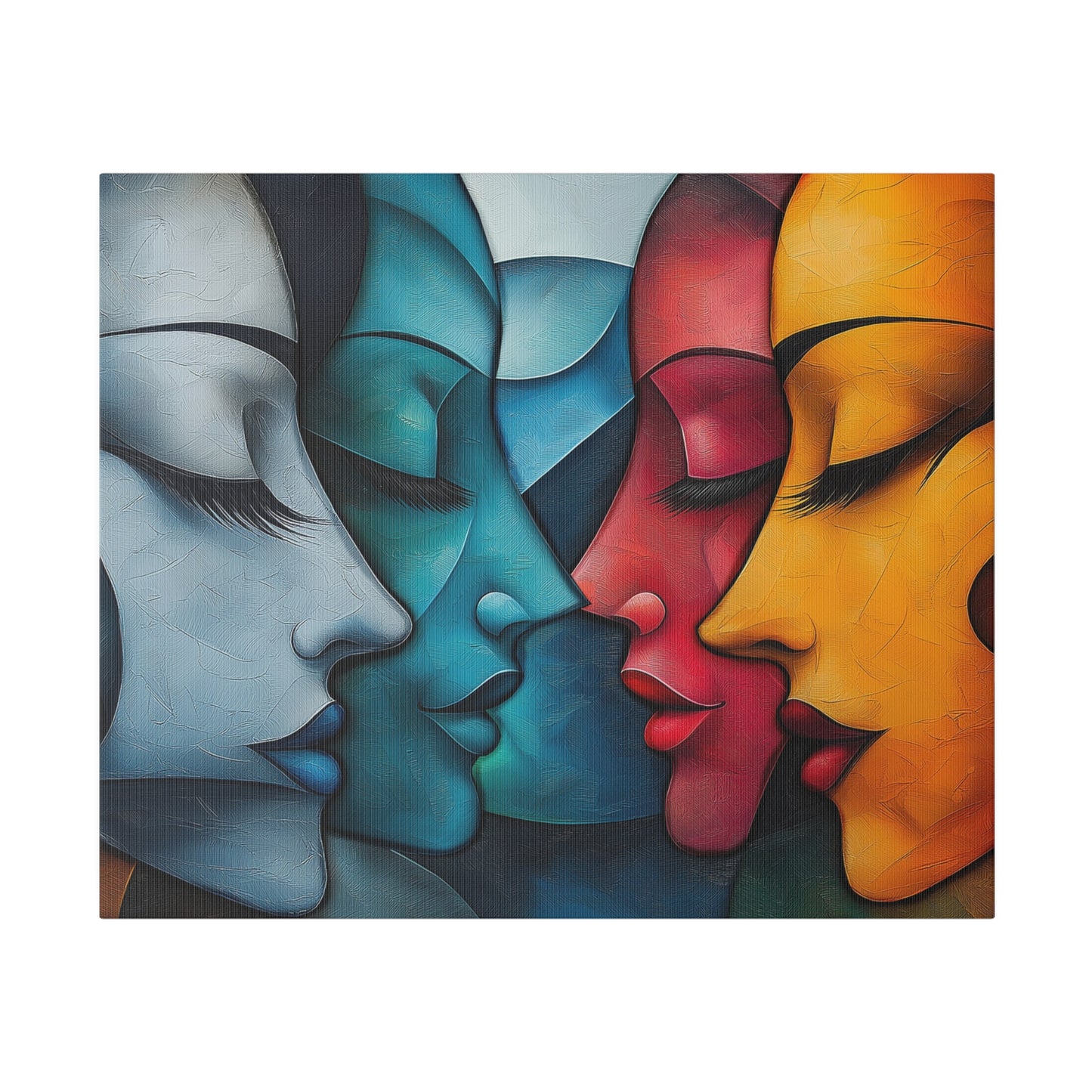 A Horizontal Canvas Print of - Cubistic Faces.