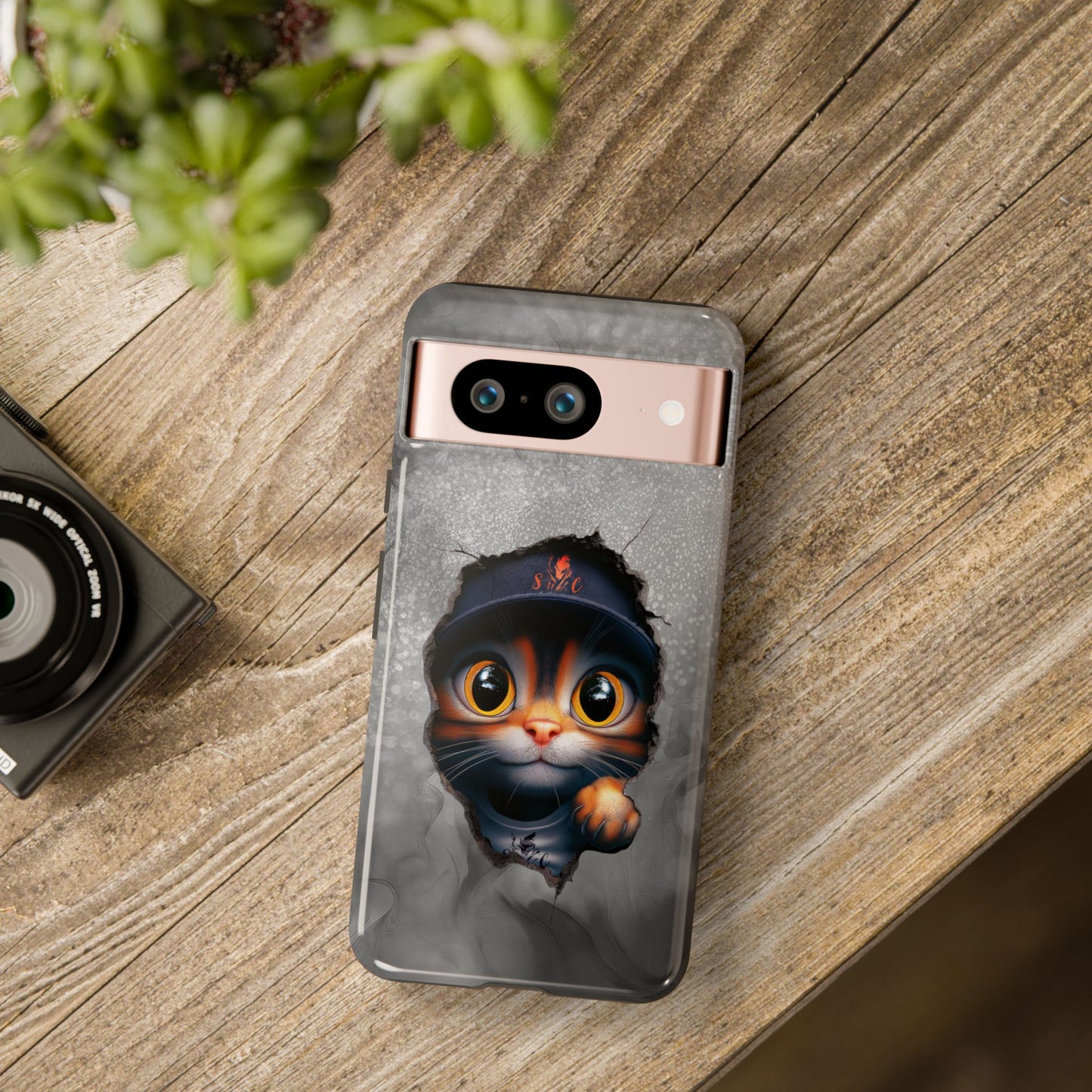 Cat Phone Case, Tough iPhone, Google, Samsung Phone Cover with a Smokey Grey Cat Design, Animal Lover Gift, Cat Phone Case.