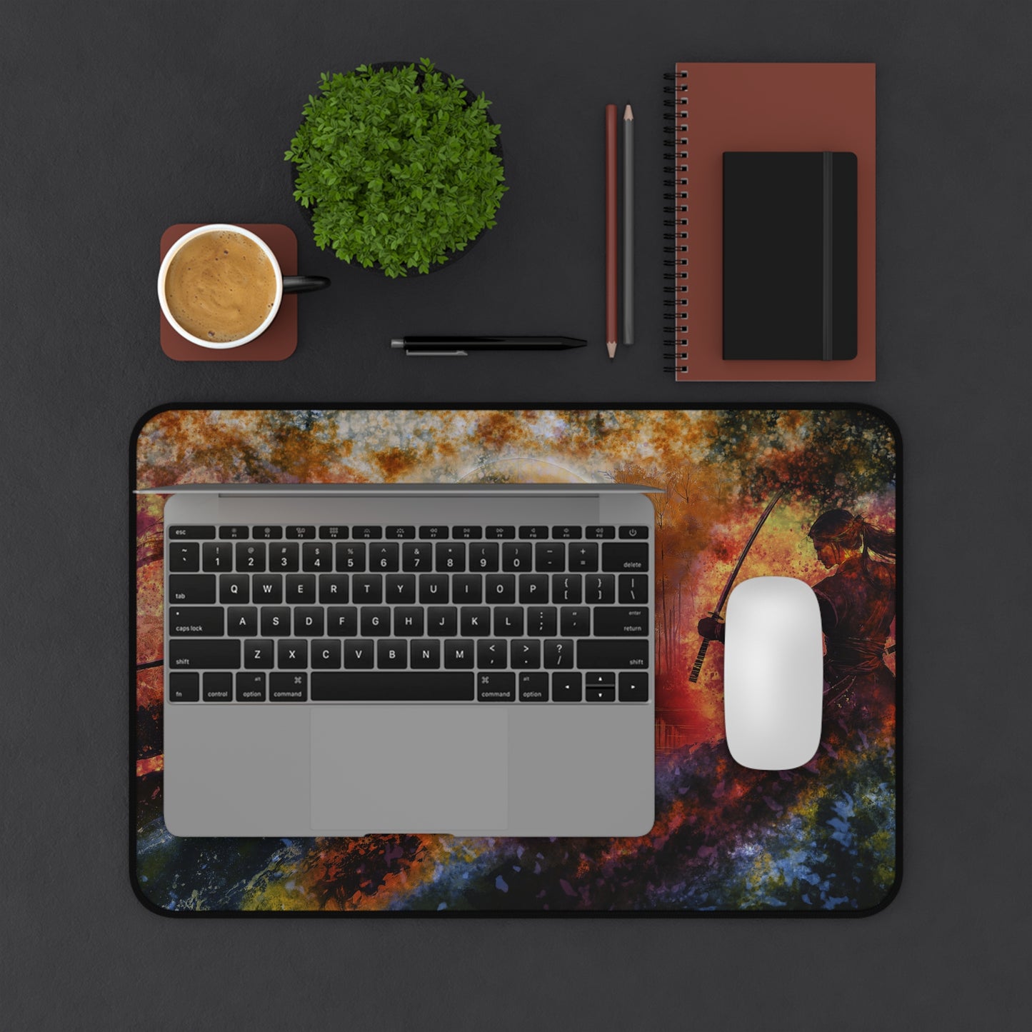 Desk Mat - Two Warriors Facing off Design, Desk Protector, Mouse Pad, Table Protector for Home Office, Gaming Mouse Pad.