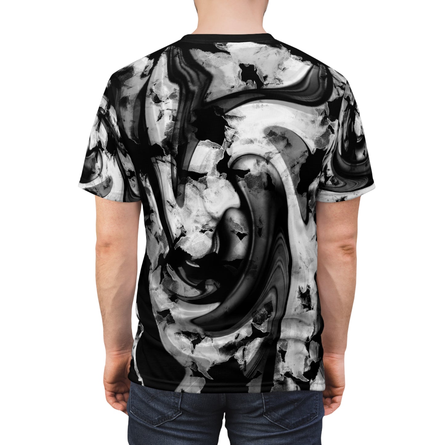 Artistic Black and White Unisex Tee, Stylish Monochrome T-shirt, Abstract Graphic Top, Modern Minimalist Shirt, Fashionable Gender Neutral