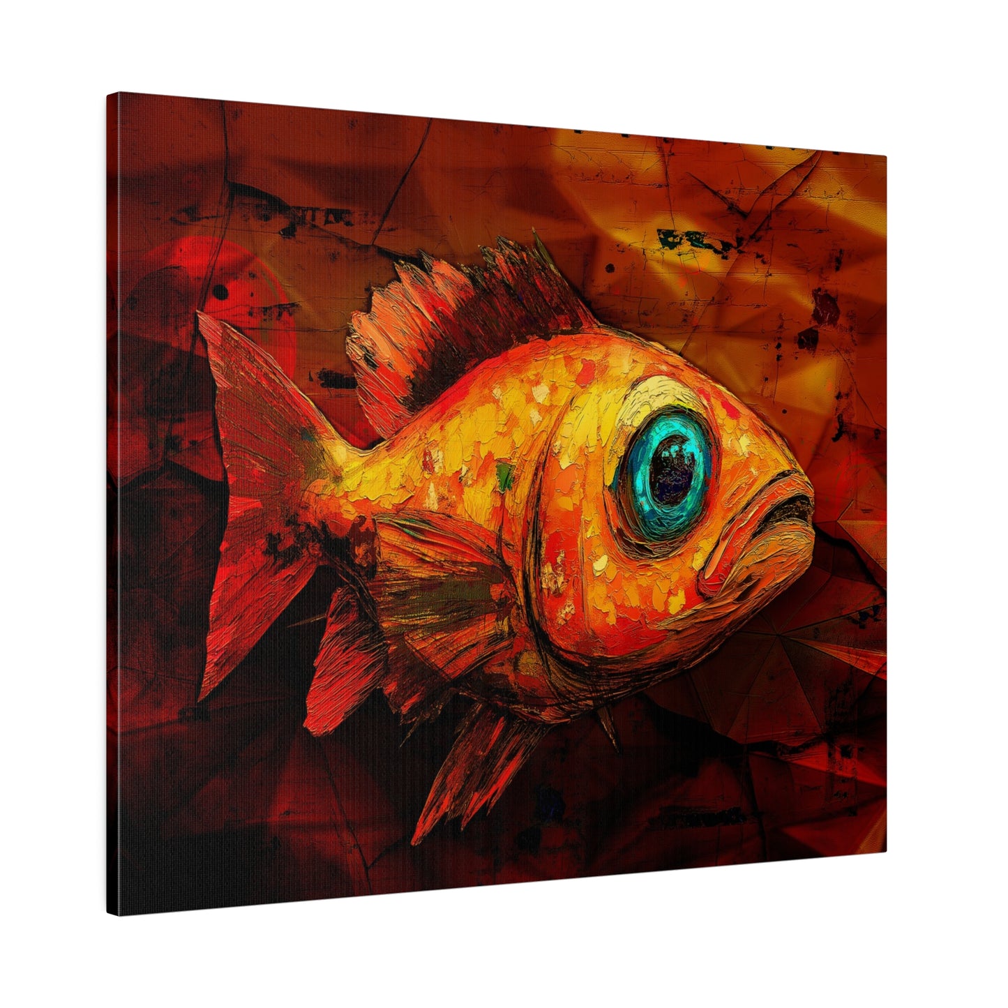 A Horizontal Canvas Print of - An Abstract Fish Painting.