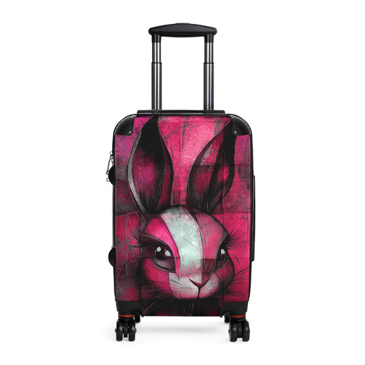 Personalized Pink Bunny Suitcase - Travel Luggage, Rolling Case, Carry On Bag, Kids Travel Accessories, Easter Gifts