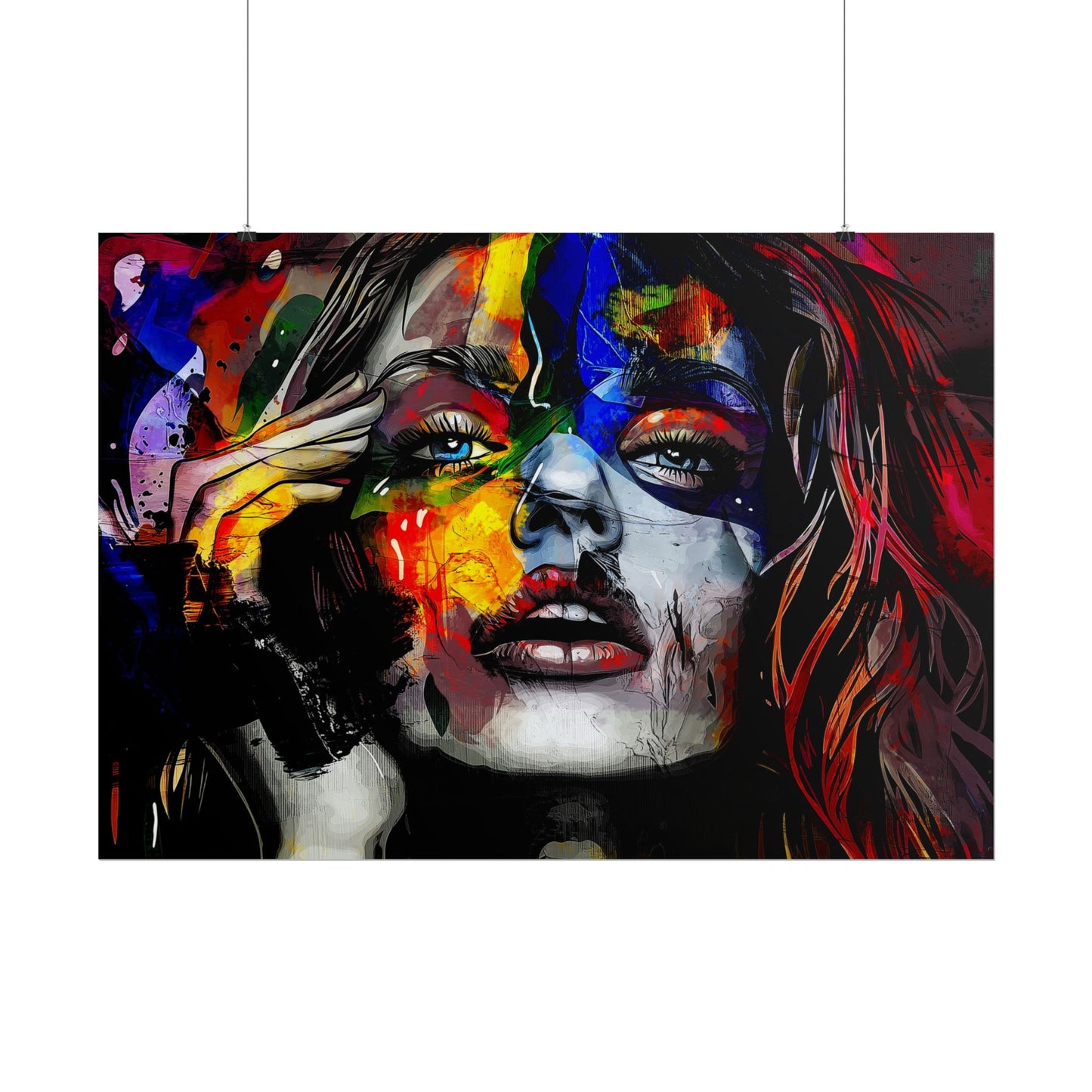 A Horizontal Poster Print of - Abstract Female Portrait