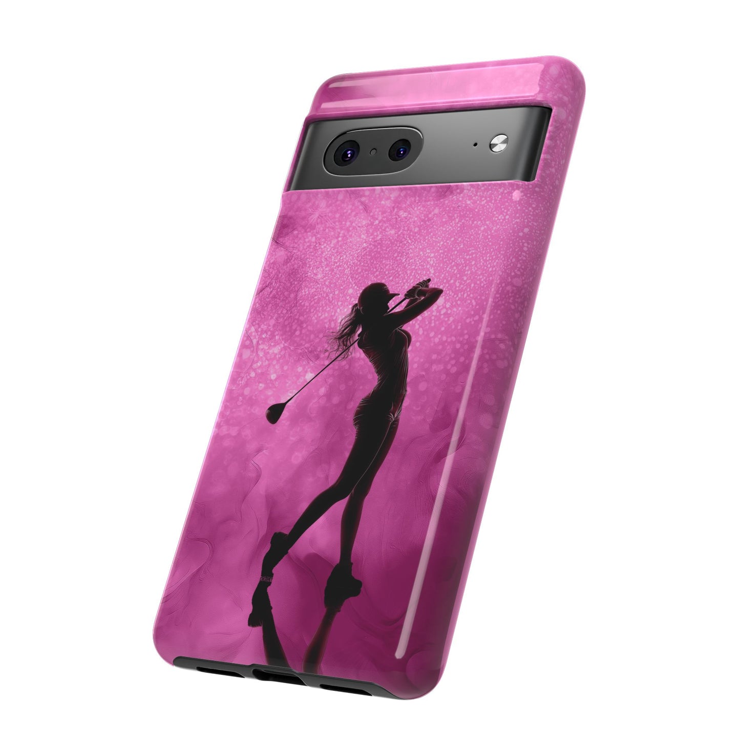 Golfer Phone Case, Tough iPhone, Google, Samsung Phone Cover with Pink Golfer Design, Golf Lover Gift, Sports Phone Case.