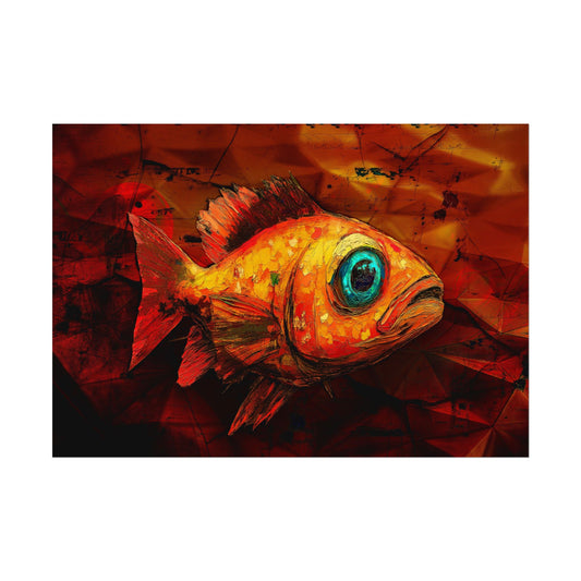 A Horizontal Poster Print of - An Abstract Fish Painting.