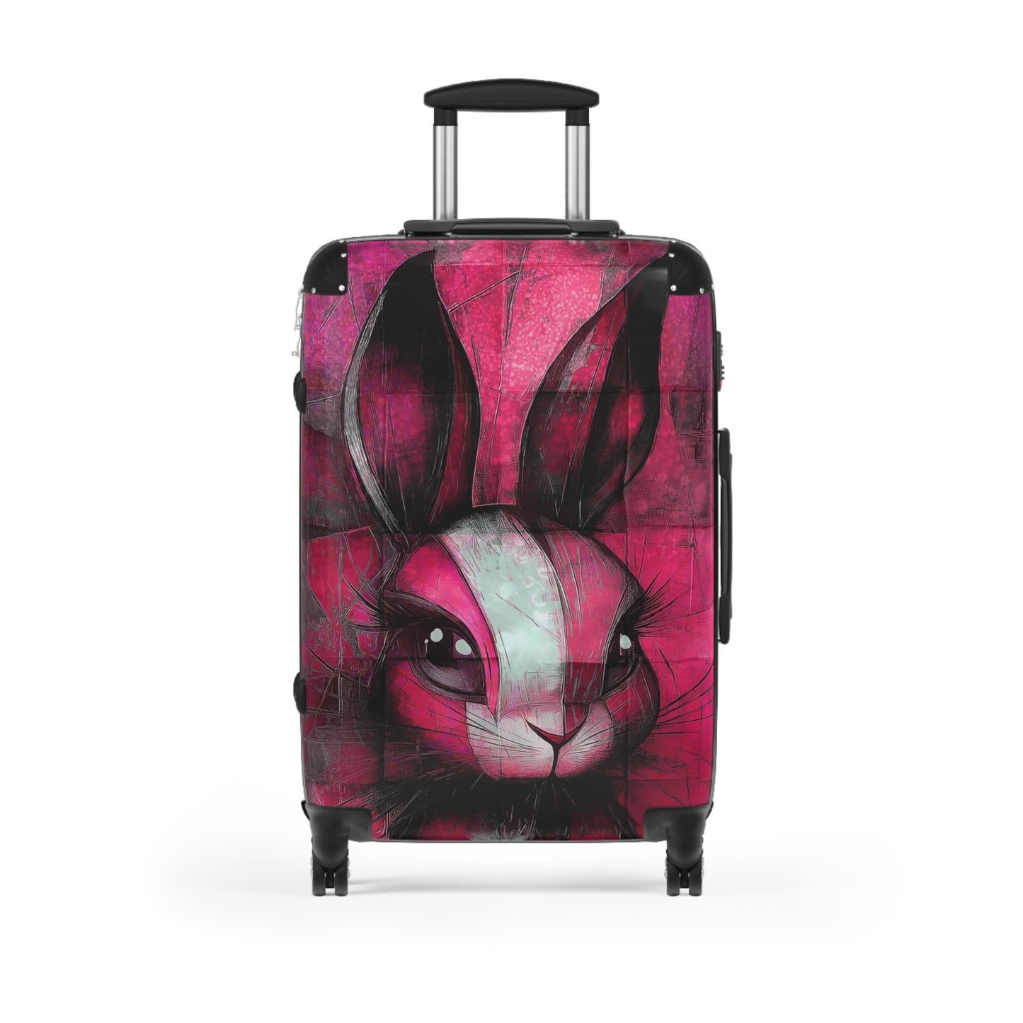 Personalized Pink Bunny Suitcase - Travel Luggage, Rolling Case, Carry On Bag, Kids Travel Accessories, Easter Gifts