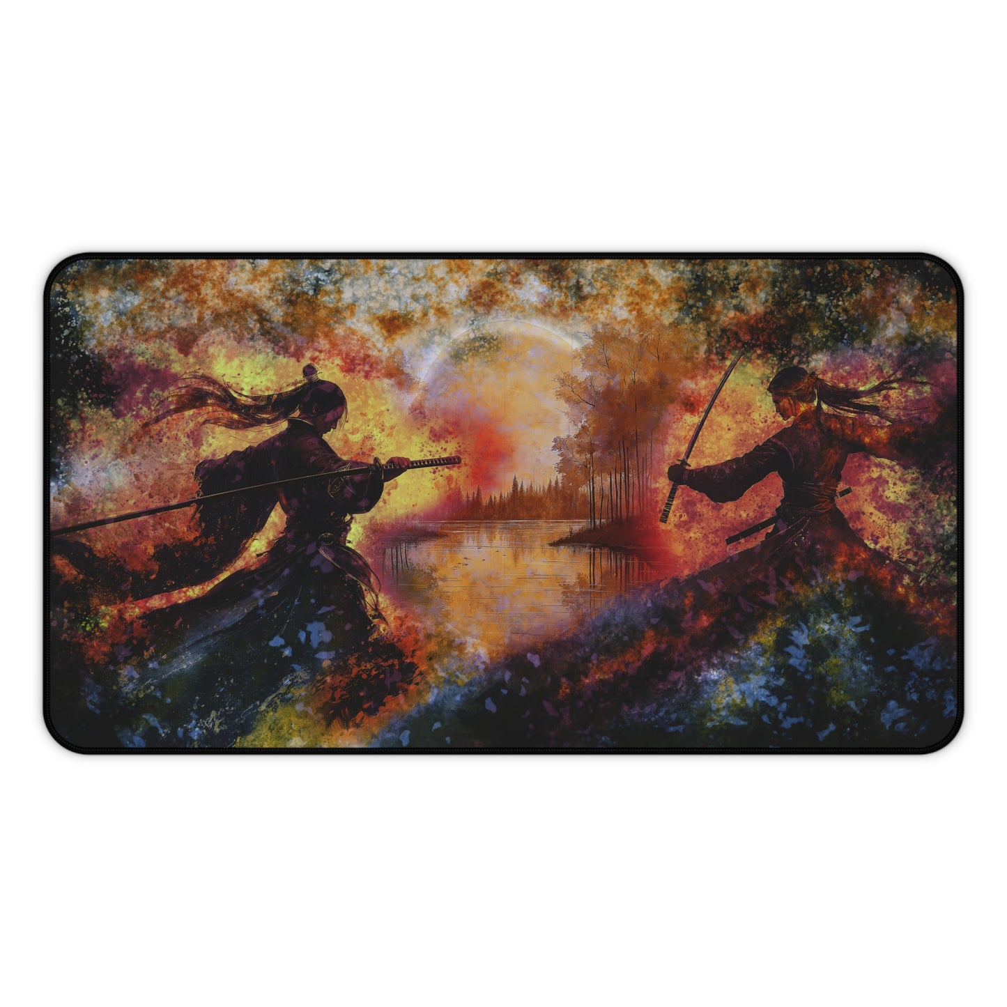 Desk Mat - Two Warriors Facing off Design, Desk Protector, Mouse Pad, Table Protector for Home Office, Gaming Mouse Pad.