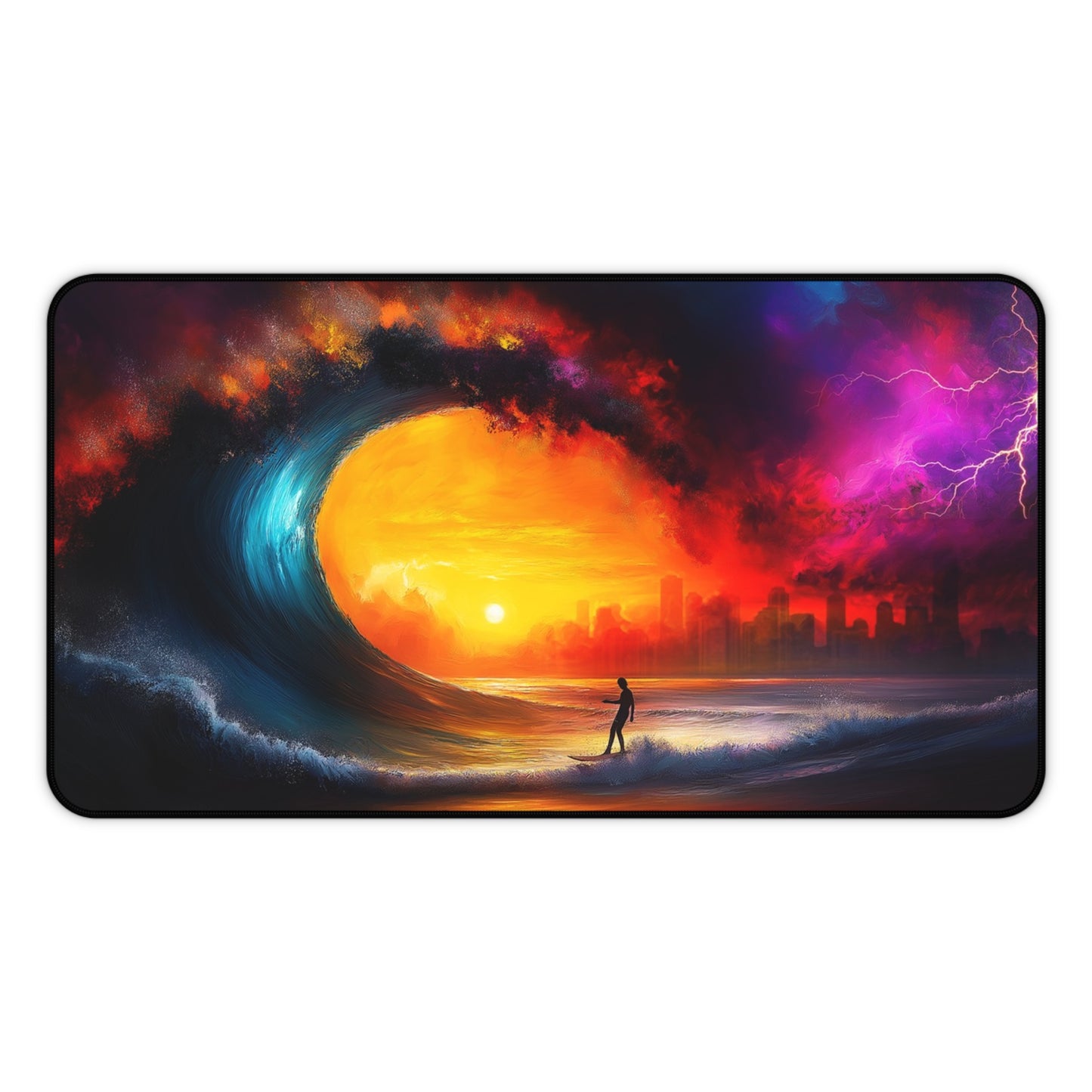 Surfing in a Storm Desk Mat, Office Desk Decor, Mouse Pad Table Protector, Desk Pad for Home Office, Gift for Surf Enthusiast