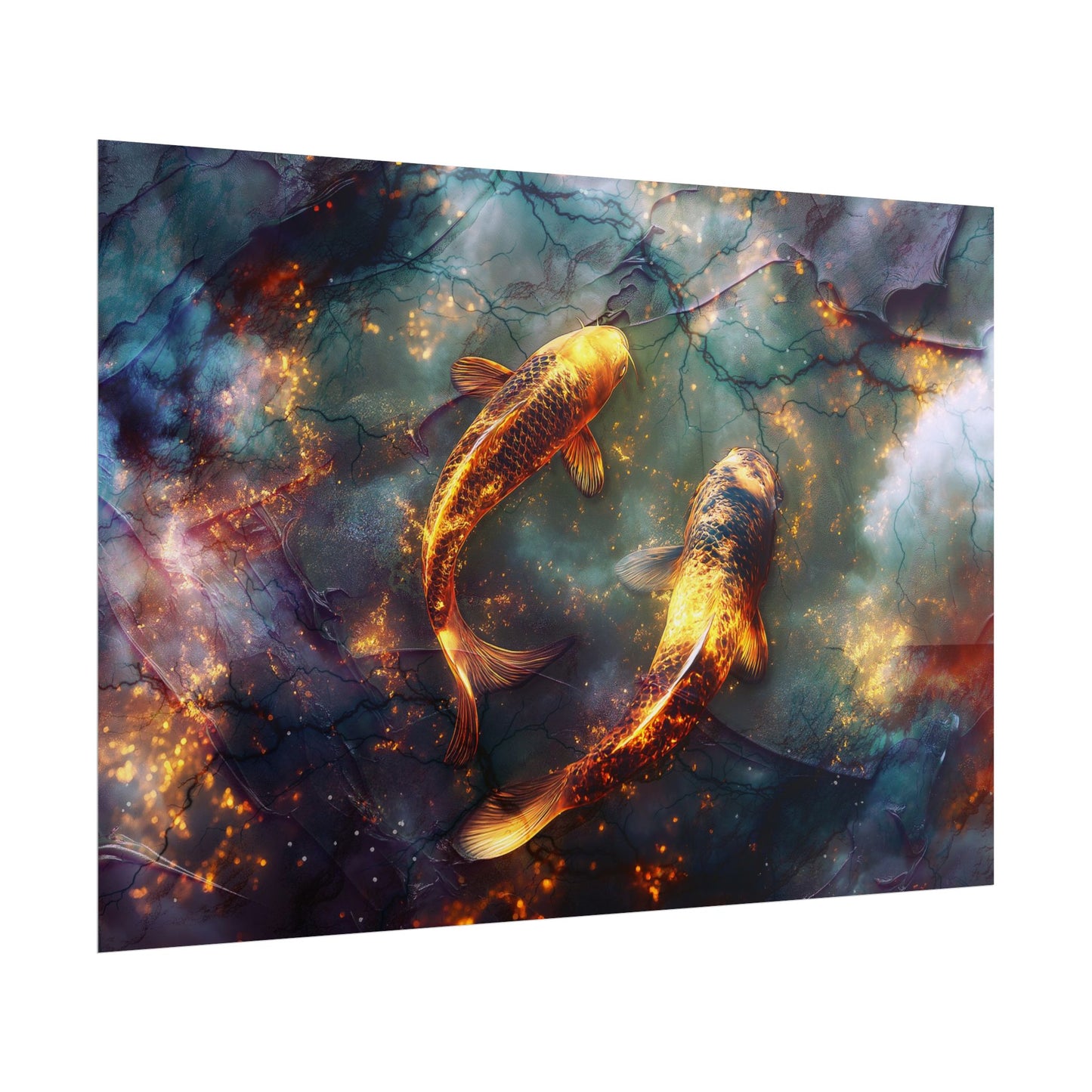 A Horizontal Poster Print of - Golden Koi