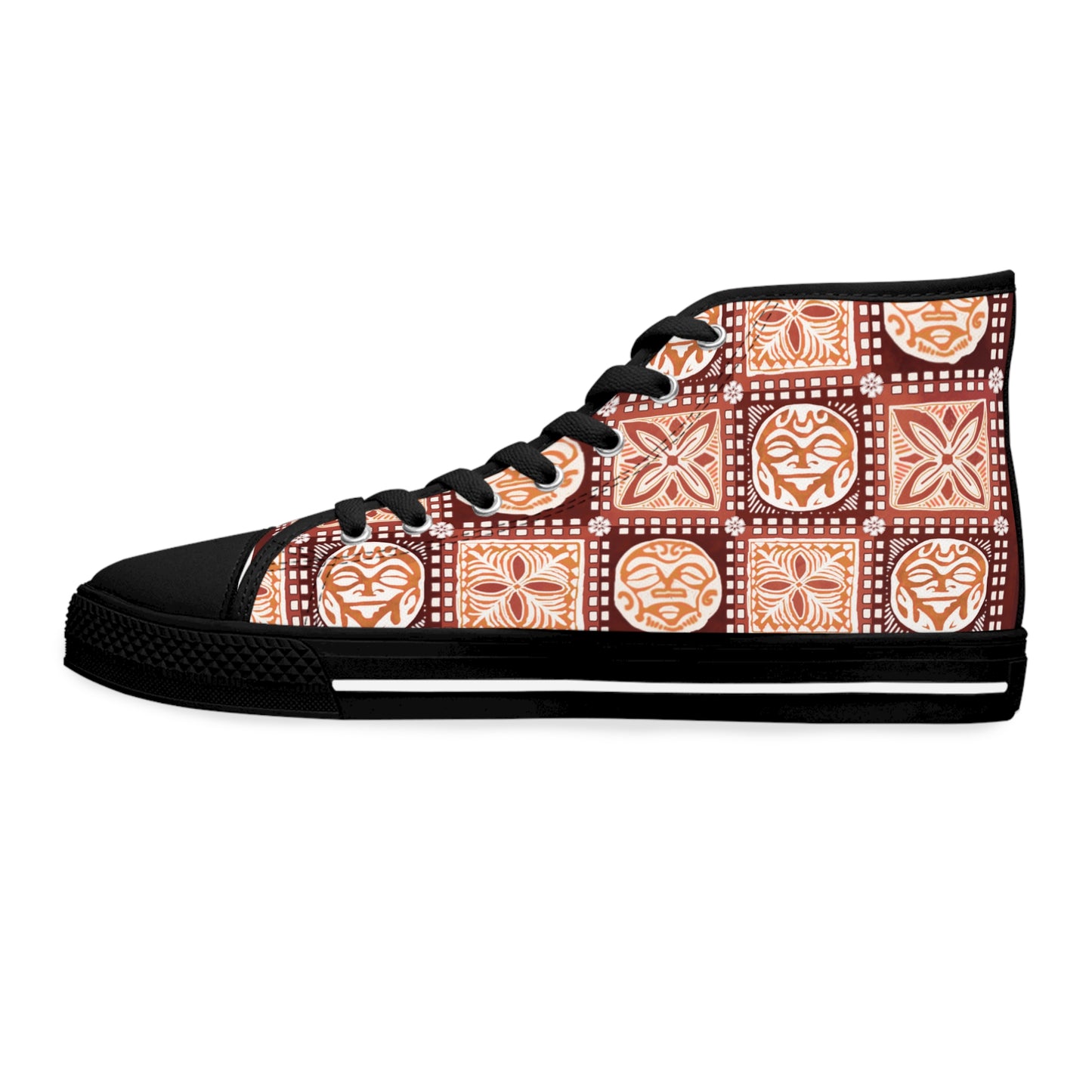 Stylish Women's Polynesian Design High-Top Sneakers.
