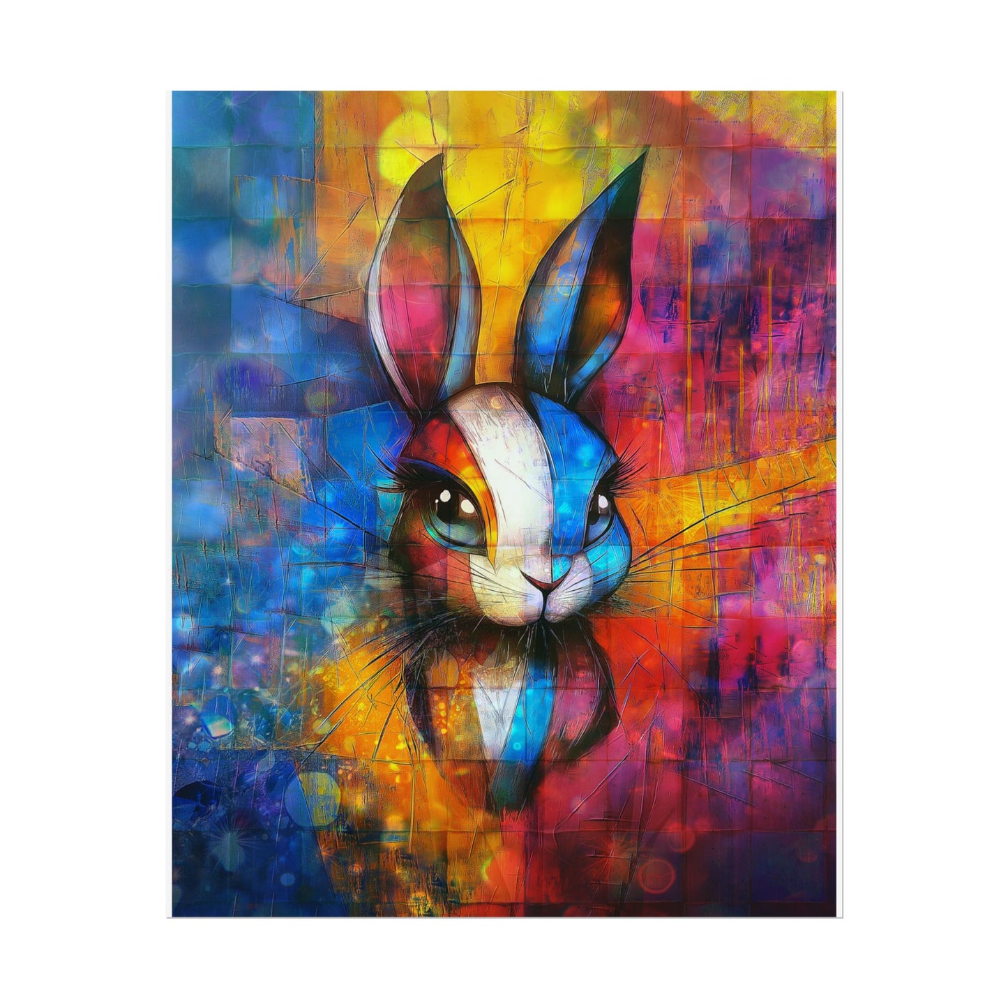 A Vertical Poster Print of - A Cute Bunny Rolled Posters, Wall Art Prints, Kids Room Decor, Rabbit Poster, Nursery Wall Print, Animal Art Poster.