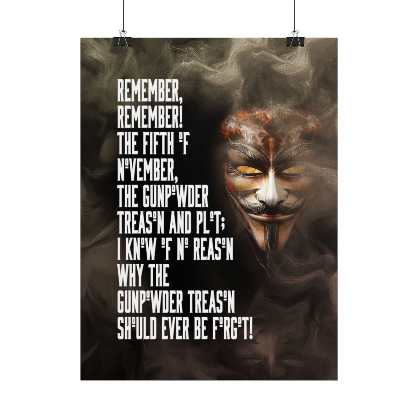 A Vertical Poster Print of - A Guy Fawkes Rolled Posters, November 5th Celebration Wall Art, Historical Event Decor, Bonfire Night Gift.