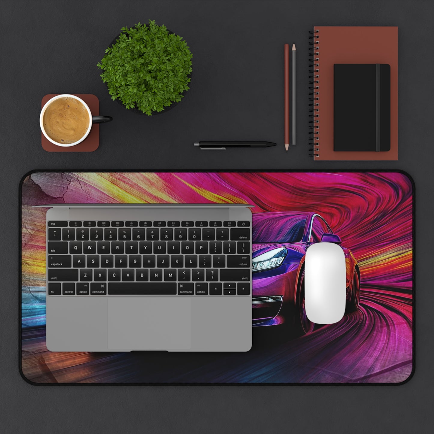 Speeding Car Desk Mat, Office Desk Decor, Mouse Pad Table Protector, Desk Pad for Home Office, Gift for Car Enthusiasts.