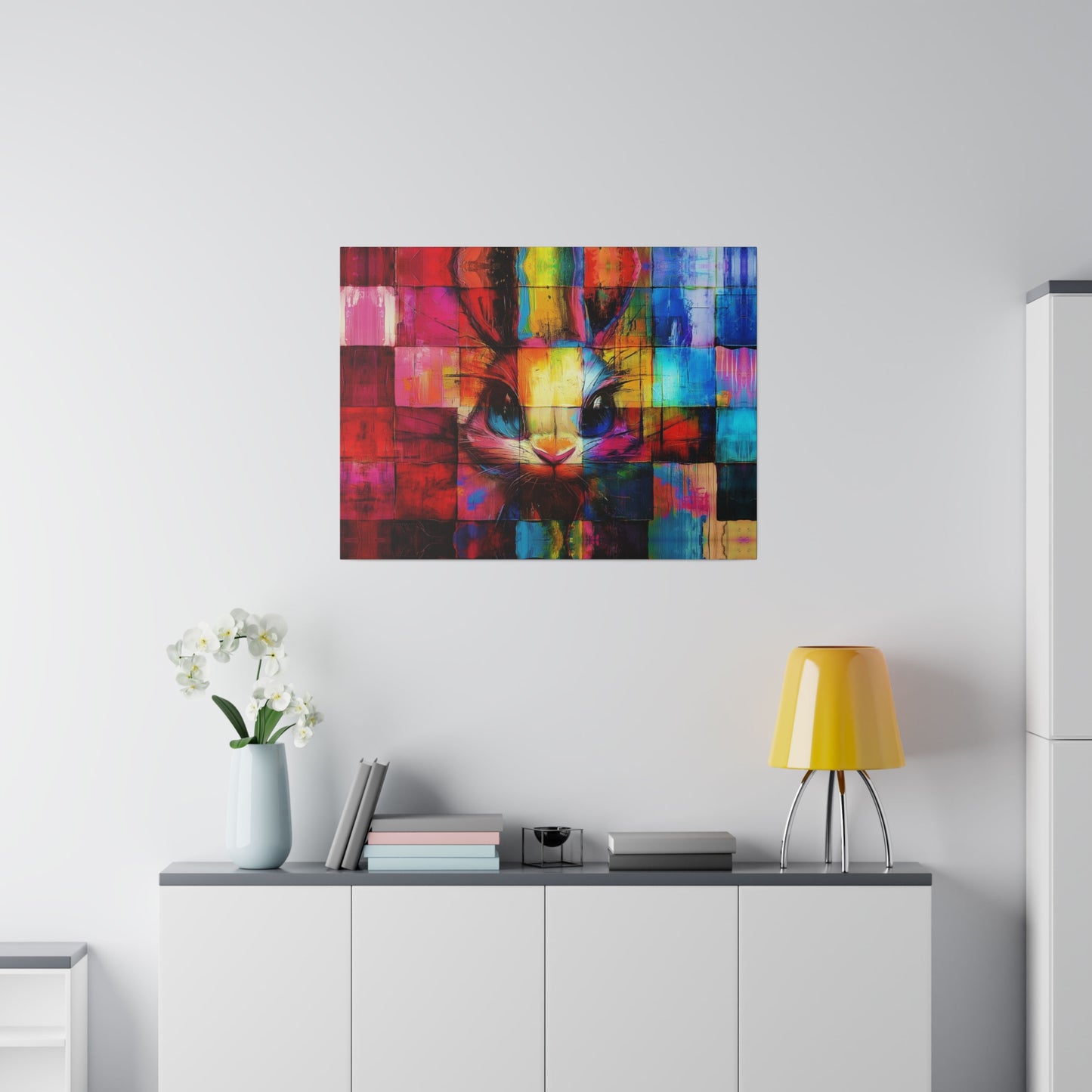 A Horizontal Canvas Print of - An Abstract Bunny Painting.