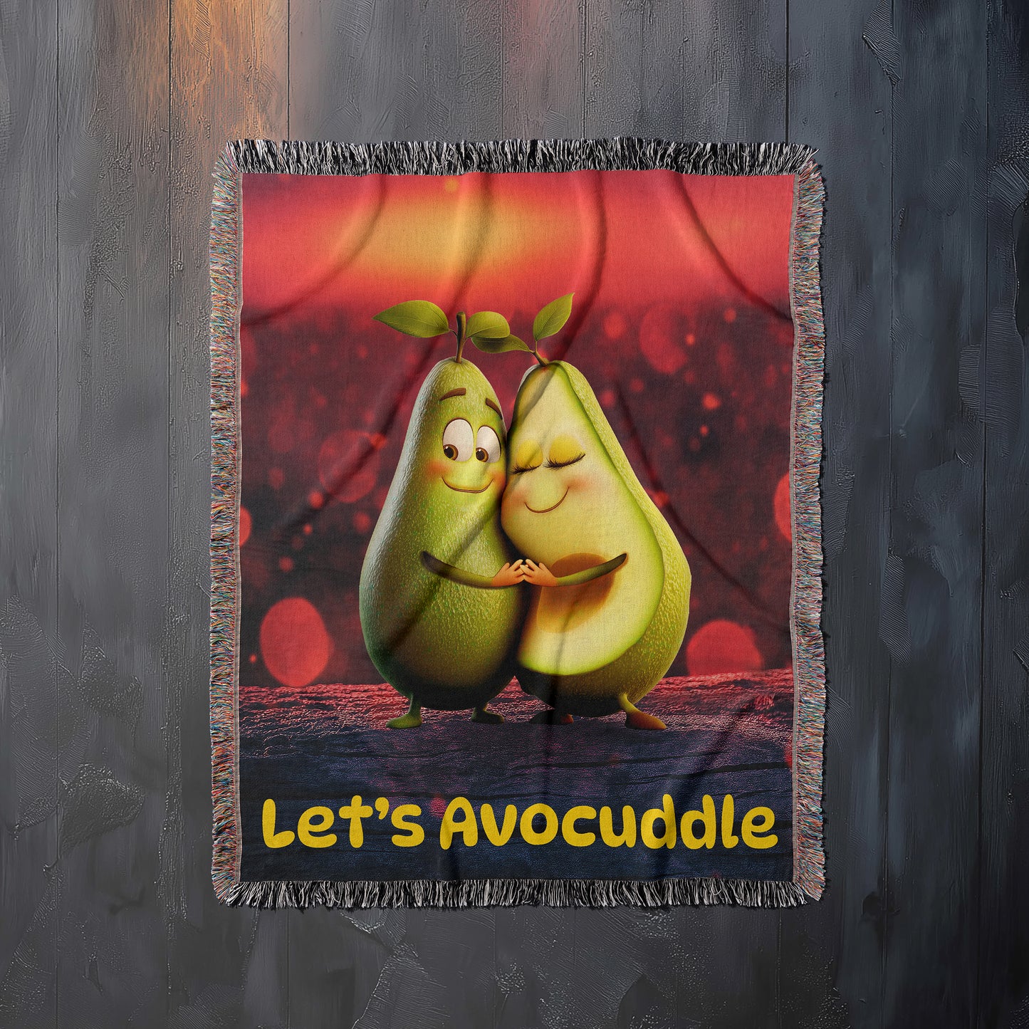 Personalized Avocado Couples Woven Blanket, Let's Avocuddle Gift, Customizable Love Blanket, Wedding Anniversary Throw, Cozy Home Decor,