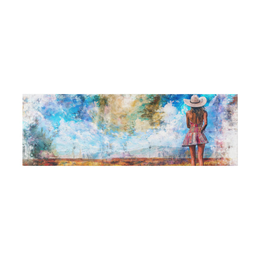 A Horizontal Canvas Art Print of - A Country Girl out in Nature.