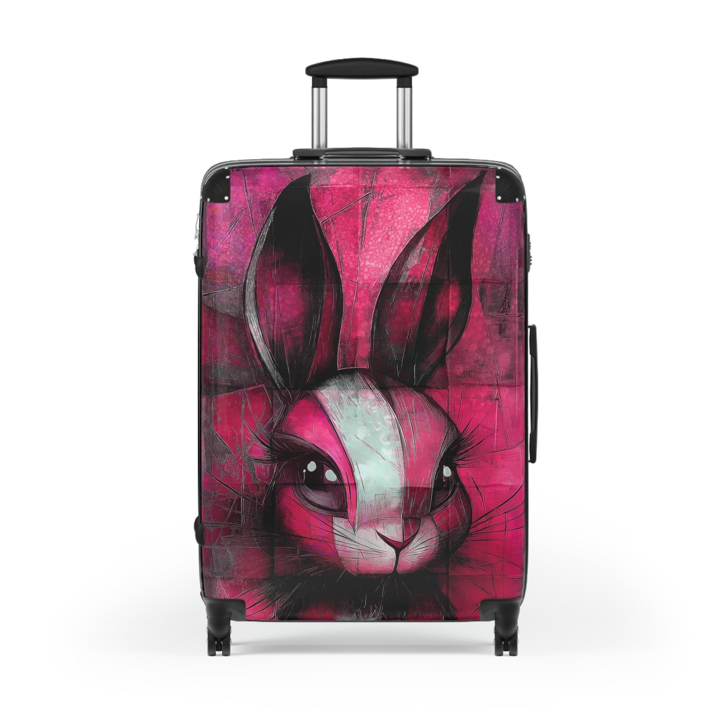 Personalized Pink Bunny Suitcase - Travel Luggage, Rolling Case, Carry On Bag, Kids Travel Accessories, Easter Gifts