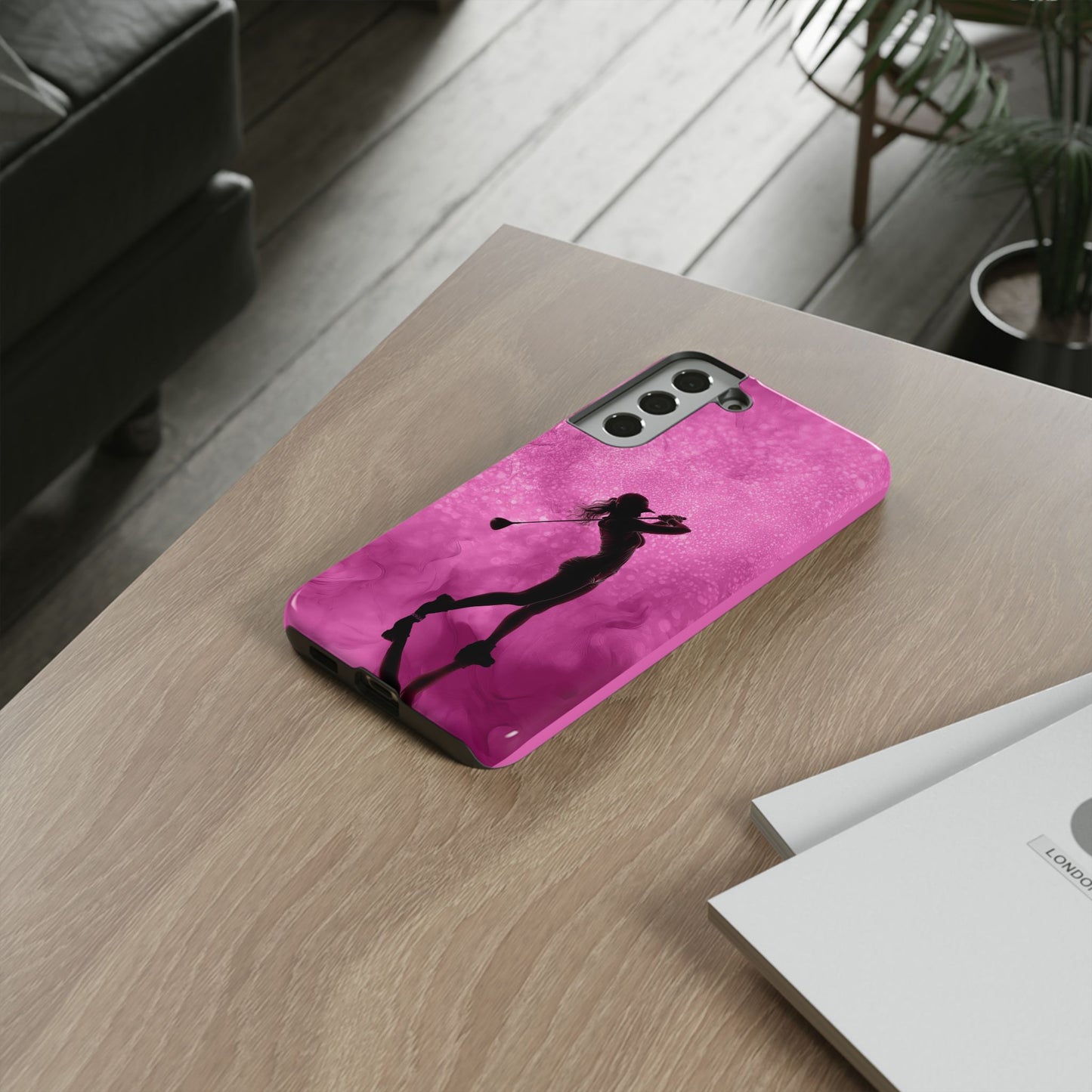 Golfer Phone Case, Tough iPhone, Google, Samsung Phone Cover with Pink Golfer Design, Golf Lover Gift, Sports Phone Case.