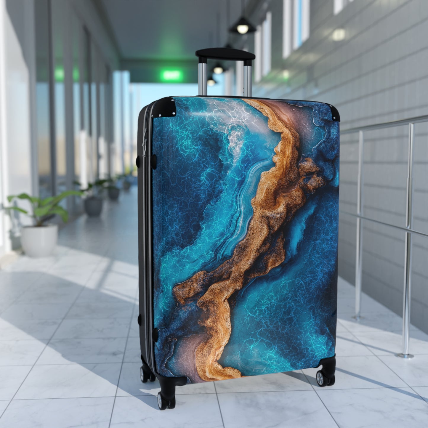 Personalized Marble Sea Suitcase, Travel Bag, Luggage Case, Vacation Gear, Holiday Accessories, Weekend Getaway Essential