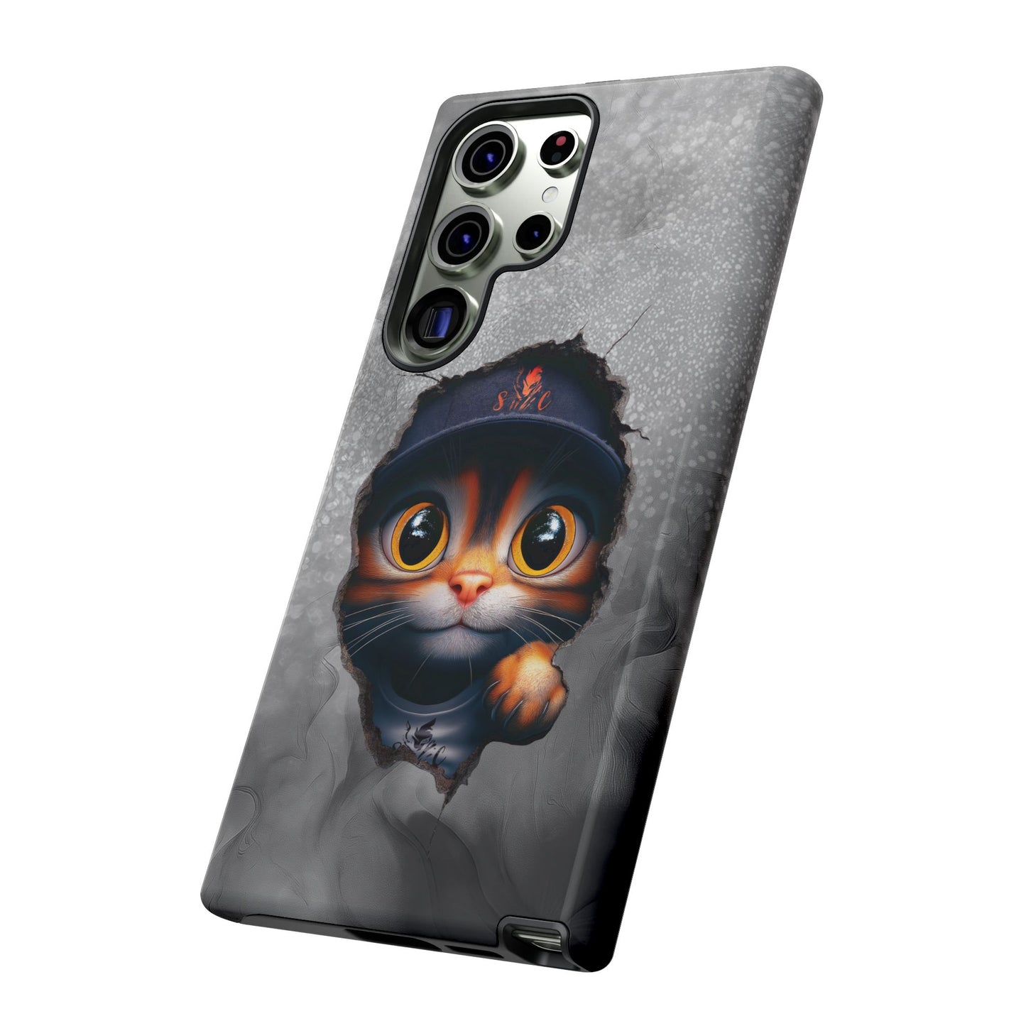 Cat Phone Case, Tough iPhone, Google, Samsung Phone Cover with a Smokey Grey Cat Design, Animal Lover Gift, Cat Phone Case.