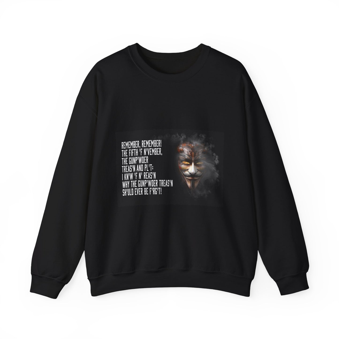 Guy Fawkes Night Crewneck Sweatshirt, Bonfire Night Pullover, November 5th Jumper, Unisex Heavy Blend Sweater