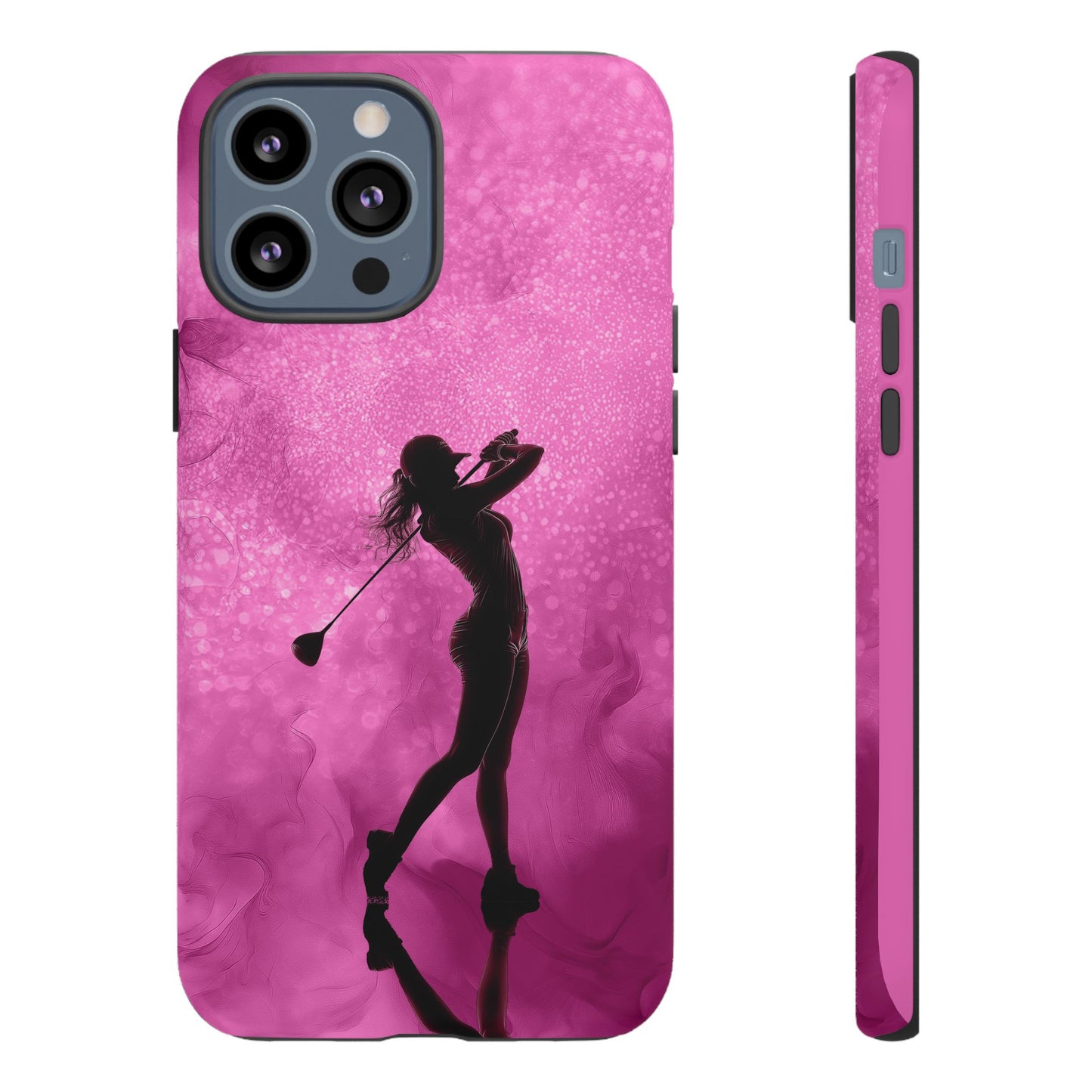 Golfer Phone Case, Tough iPhone, Google, Samsung Phone Cover with Pink Golfer Design, Golf Lover Gift, Sports Phone Case.