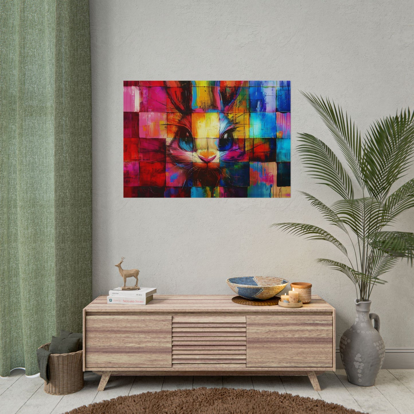 A Horizontal Poster Print of - An Abstract Bunny Painting.