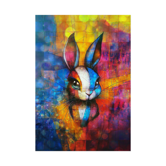 A Vertical Poster Print of - A Cute Bunny Rolled Posters, Wall Art Prints, Kids Room Decor, Rabbit Poster, Nursery Wall Print, Animal Art Poster.