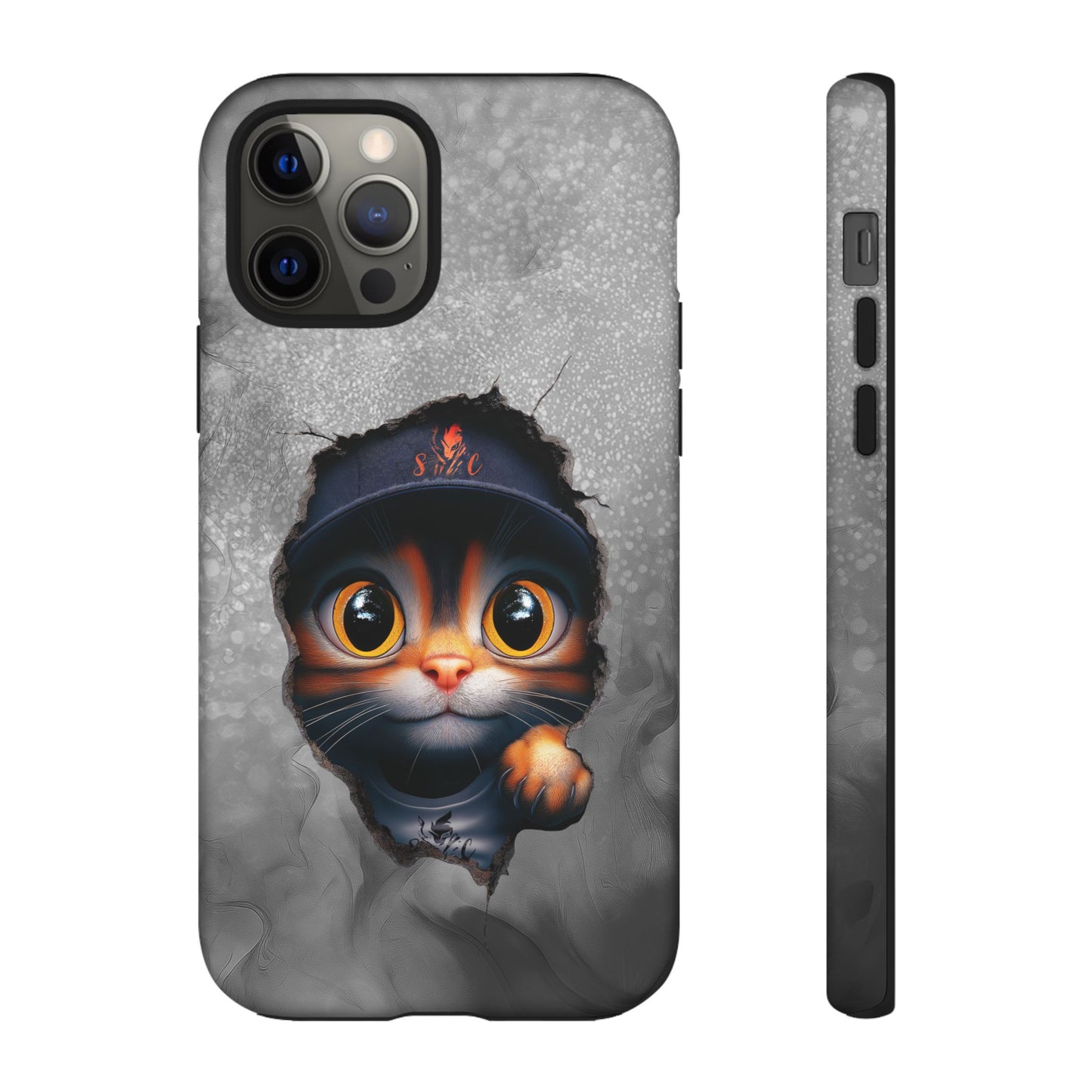 Cat Phone Case, Tough iPhone, Google, Samsung Phone Cover with a Smokey Grey Cat Design, Animal Lover Gift, Cat Phone Case.