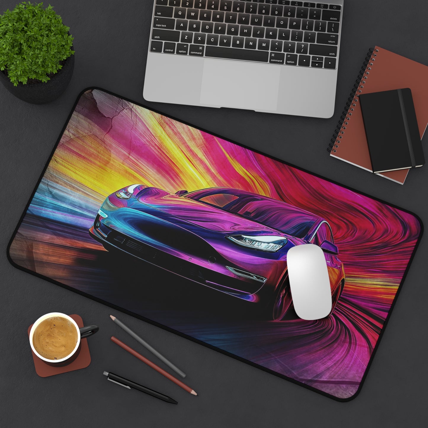 Speeding Car Desk Mat, Office Desk Decor, Mouse Pad Table Protector, Desk Pad for Home Office, Gift for Car Enthusiasts.