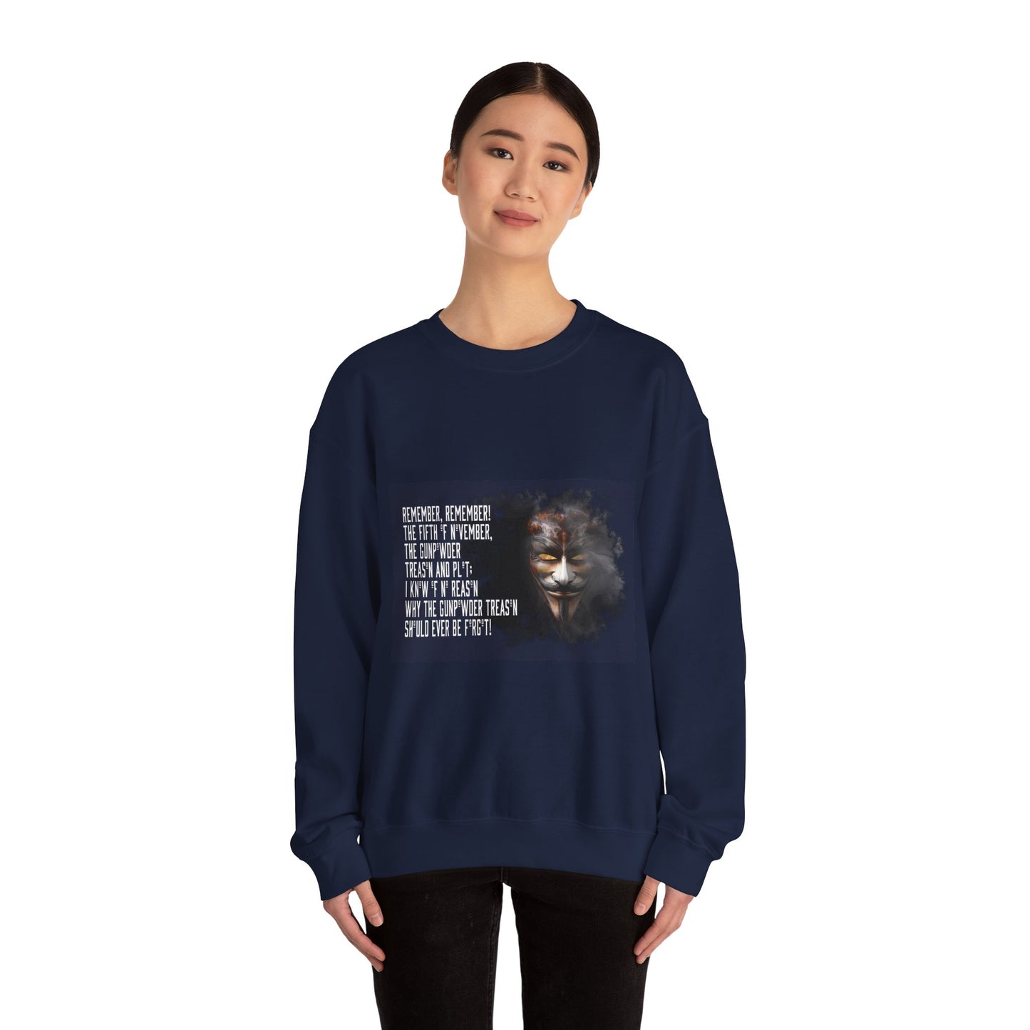 Guy Fawkes Night Crewneck Sweatshirt, Bonfire Night Pullover, November 5th Jumper, Unisex Heavy Blend Sweater