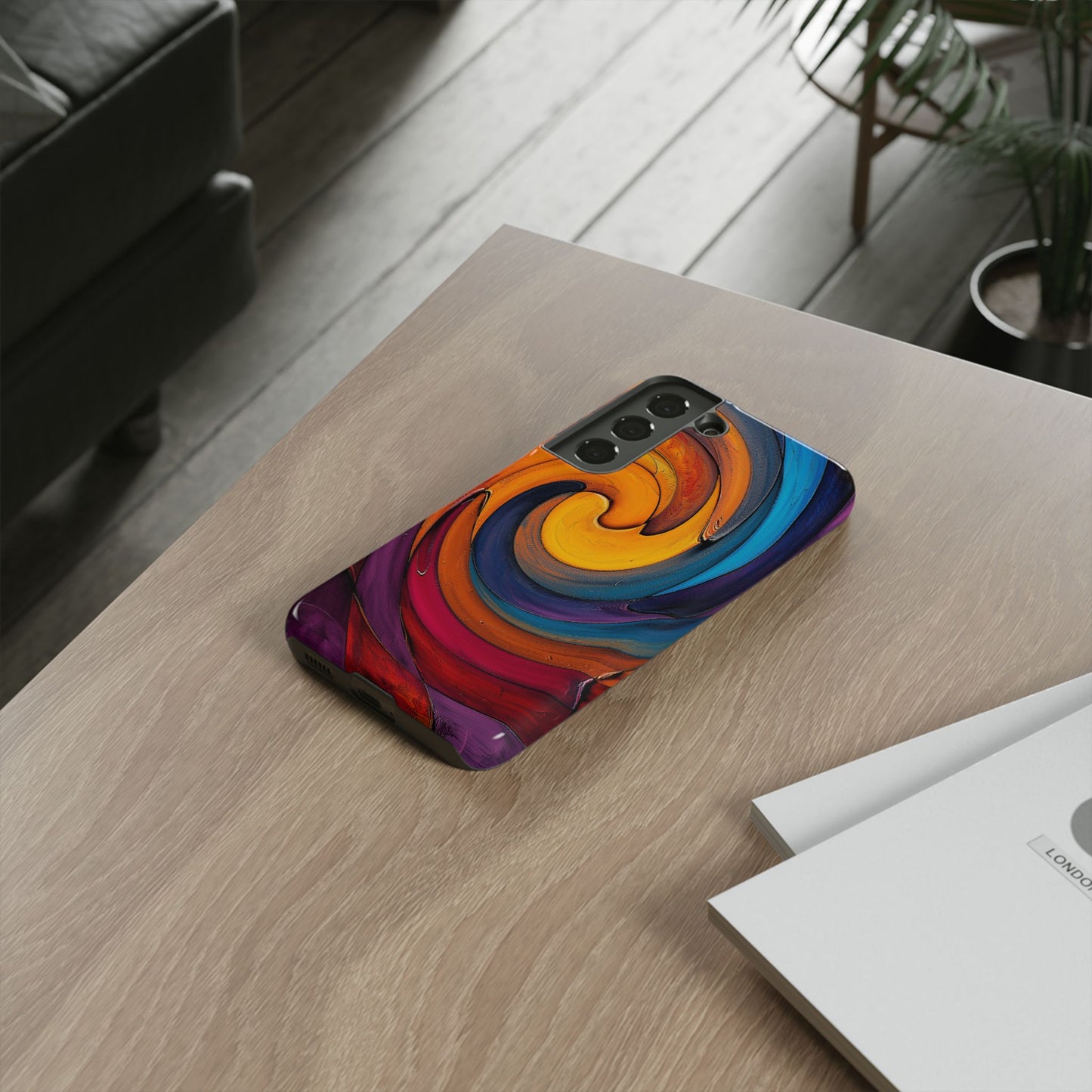 Colorful Waves Tough Phone Case, Durable Protective Cover, Abstract Ocean Design, Unique Gift for Him/Her, Phone Accessories