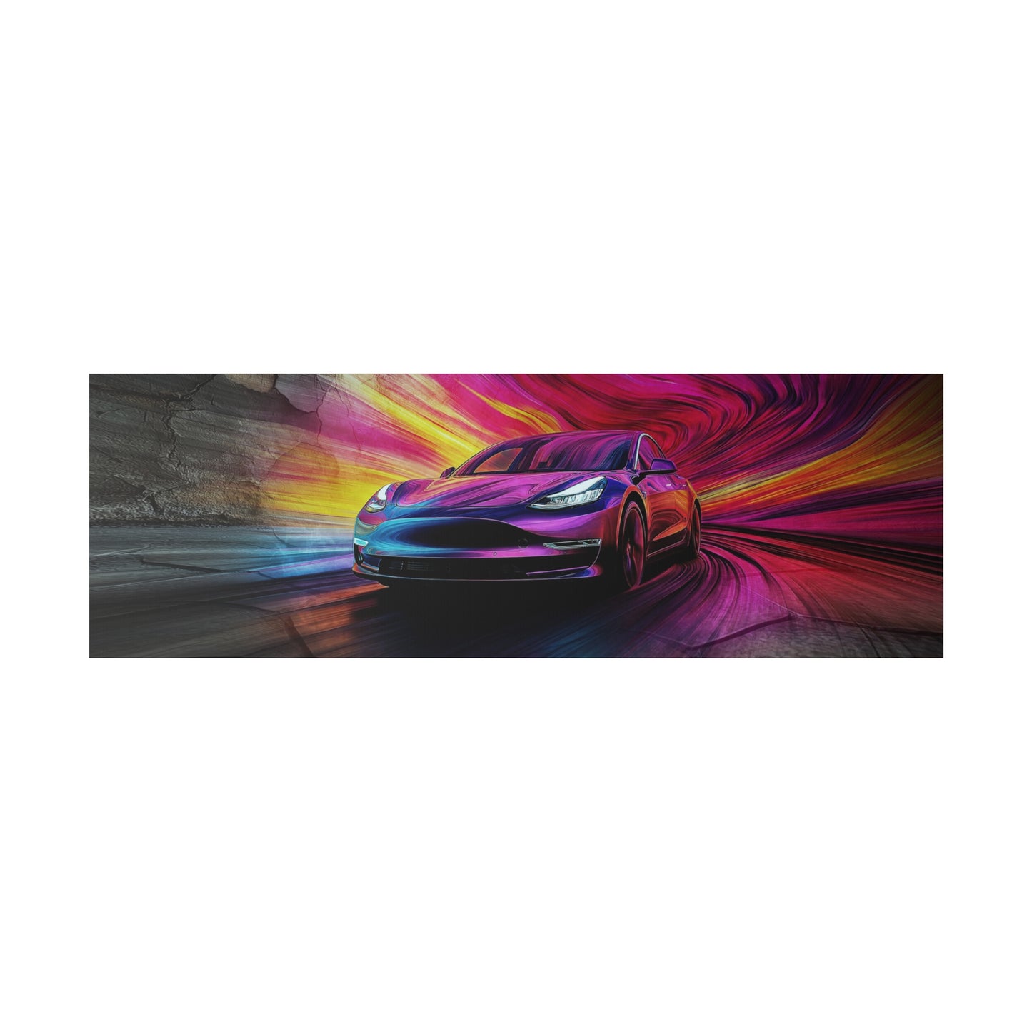 A Horizontal Canvas Print of - A Modern Car Speeding Through a Tunnel.