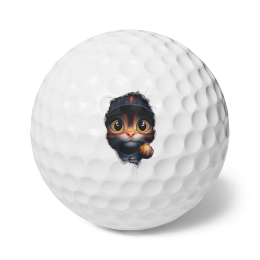 Golf Balls, Tiny Cat Inside, 6pcs