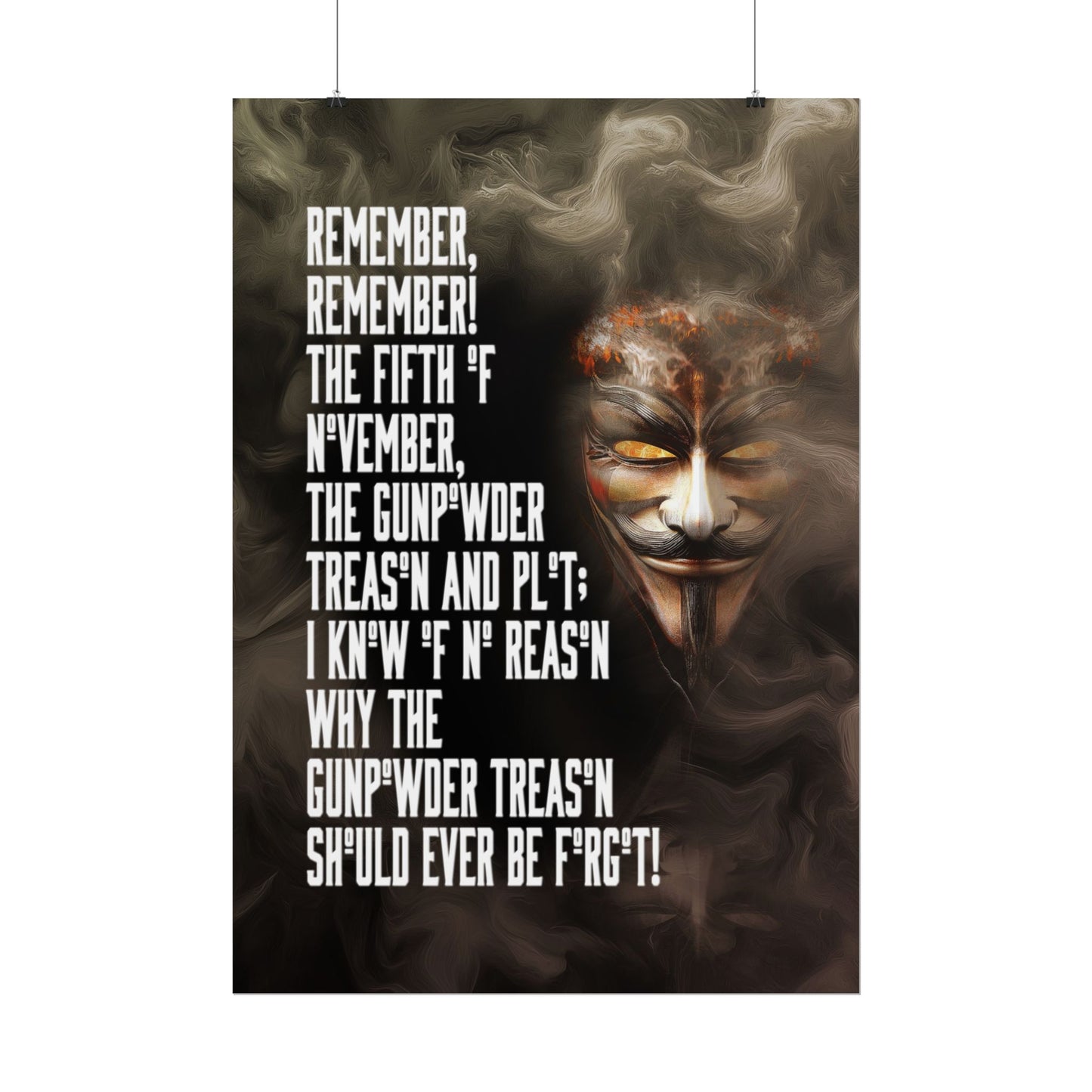 A Vertical Poster Print of - A Guy Fawkes Rolled Posters, November 5th Celebration Wall Art, Historical Event Decor, Bonfire Night Gift.