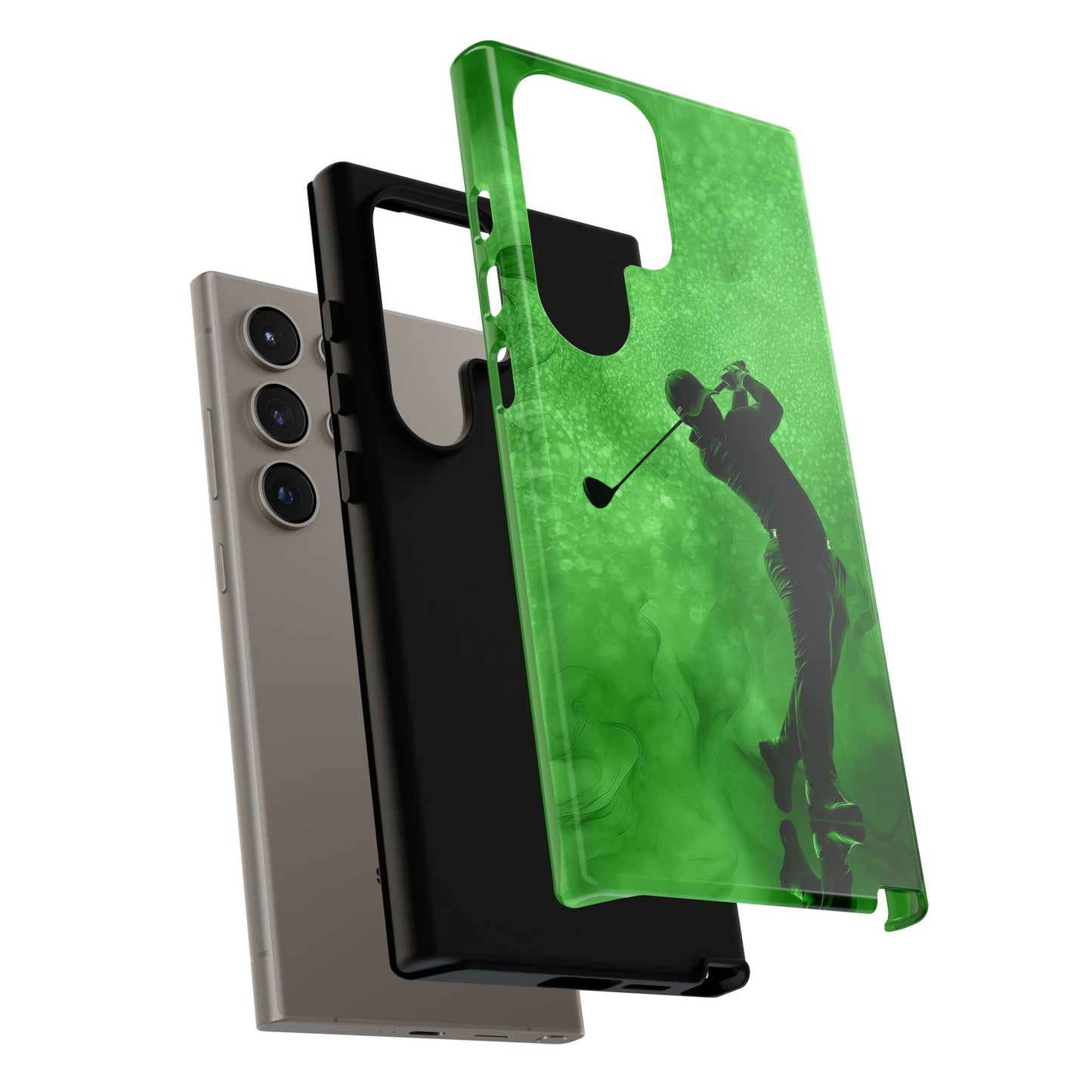 Golfer Phone Case, Tough iPhone, Google, Samsung Phone Cover with Green Golfer Design, Golf Lover Gift, Sports Phone Case.